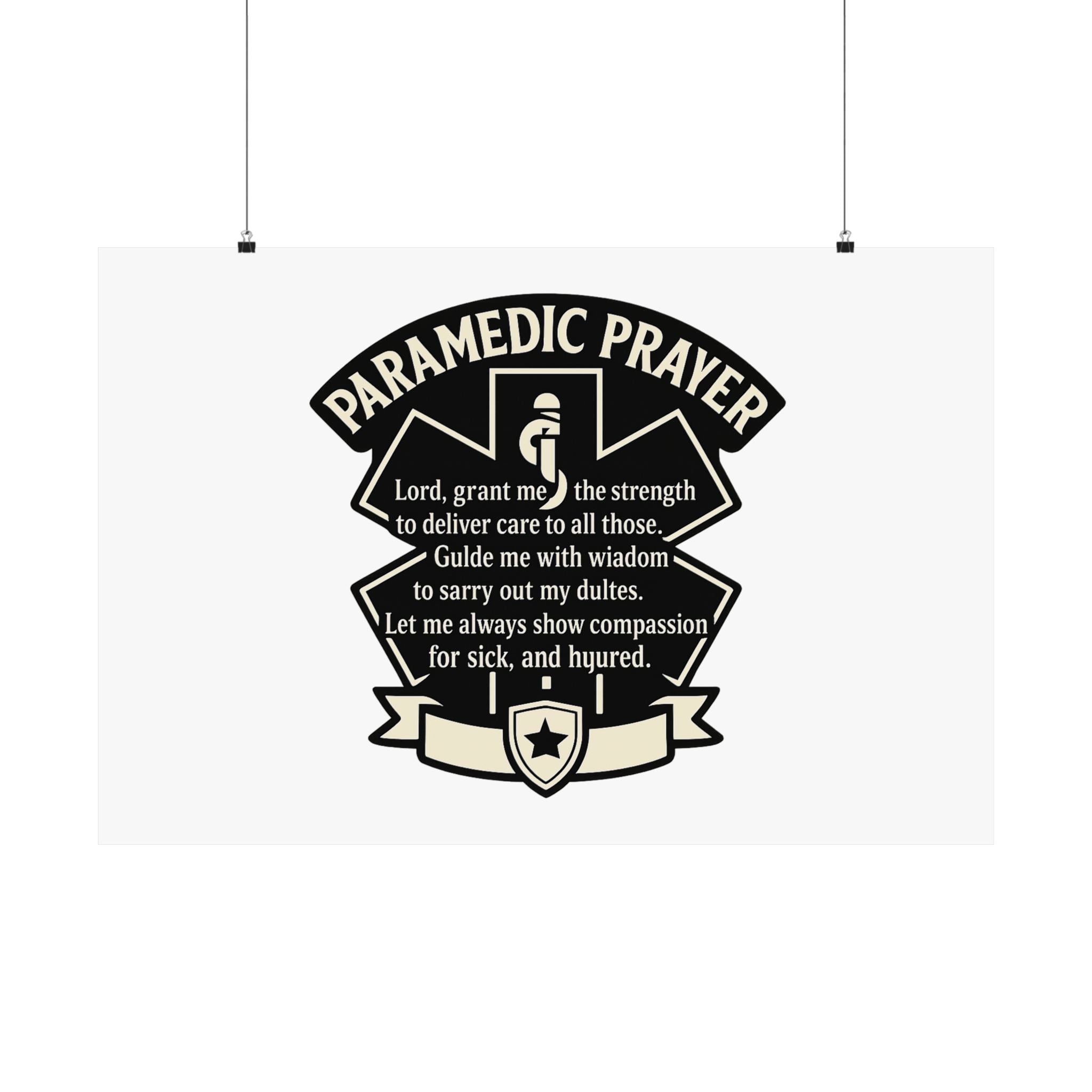 Paramedic Prayer Poster, EMS Gift, Star of Life Wall Art, Paramedic Graduation Gift, EMT Decor, First Responder Print, Thin White Line