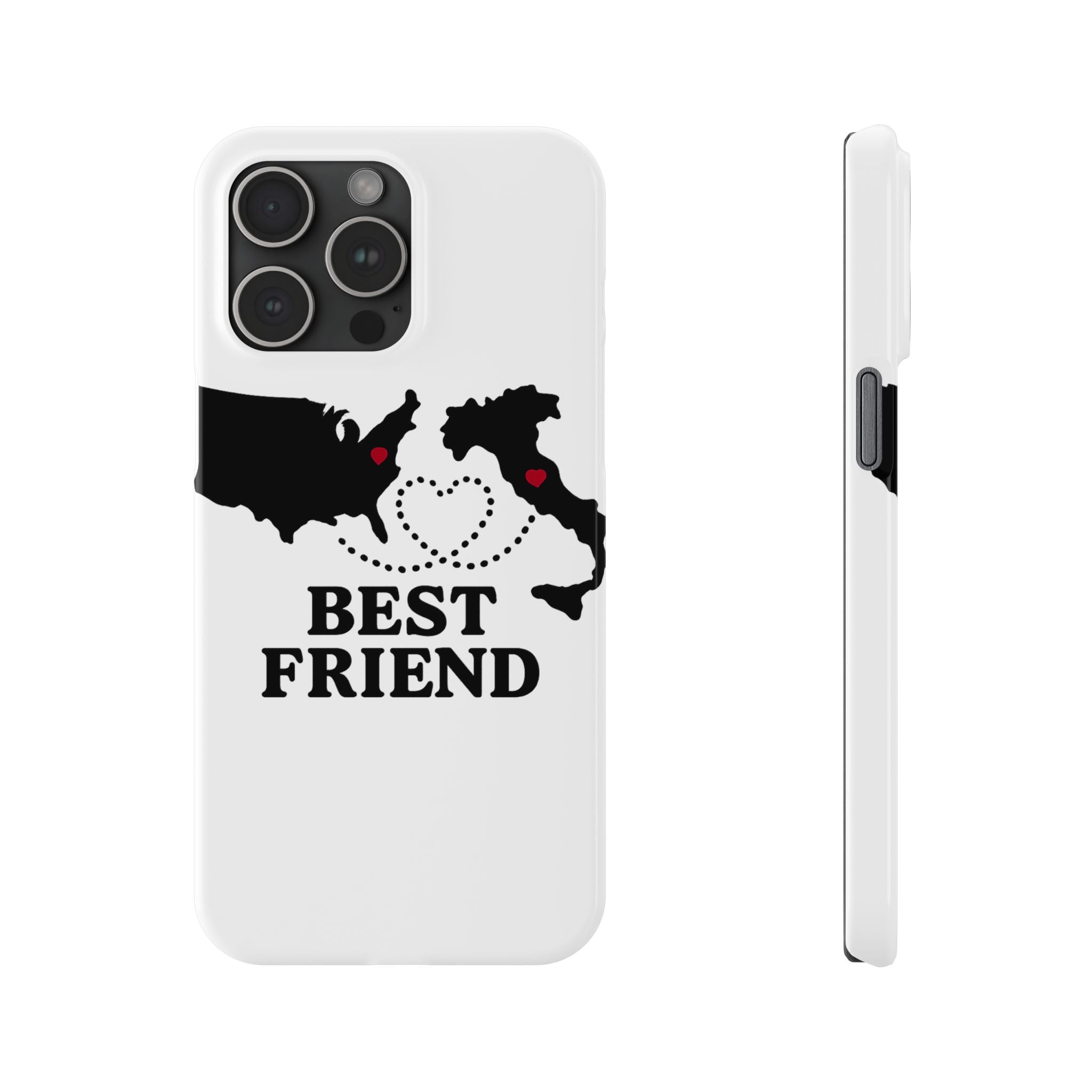 Long Distance Friendship Phone Case Personalized Coordinates Gift Best Friend Custom Location Map Heart Connection BFF