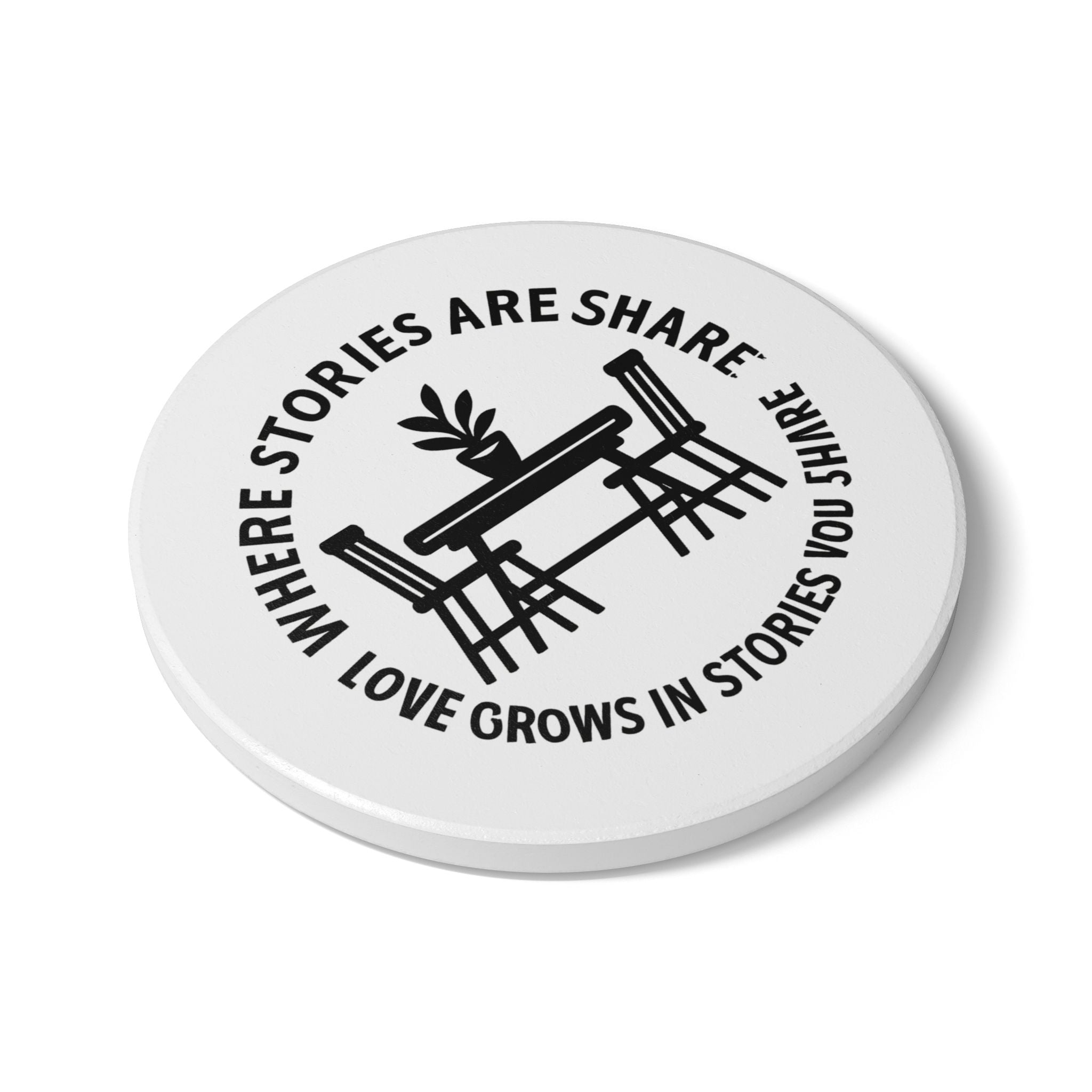 Family Table Coaster Set | Where Stories Are Shared Dining Room Decor | Memory Keepsake Gift for Parents | Modern Farmhouse Kitchen