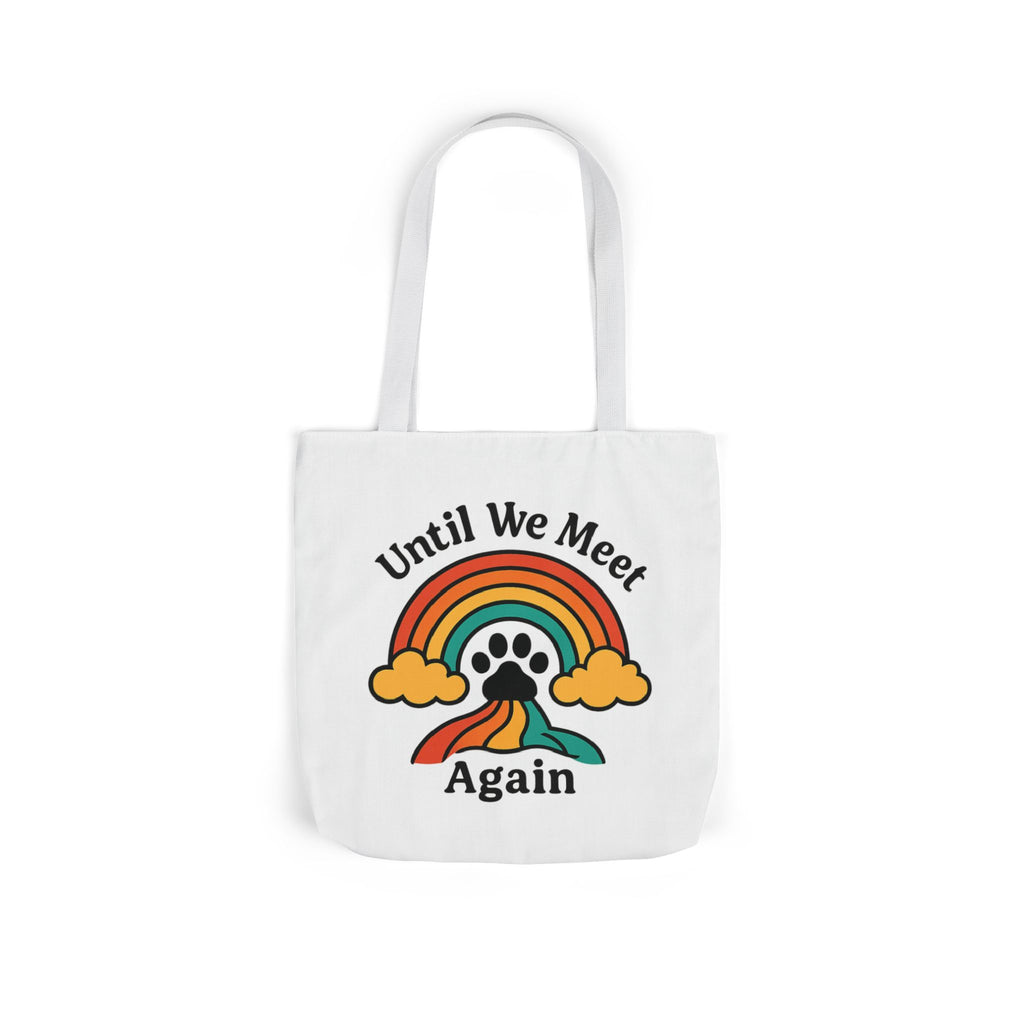 Rainbow Bridge Pet Memorial Tote Bag, Pet Loss Gift, Dog Cat Paw Print Remembrance Bag, Until We Meet Again Sympathy Gift