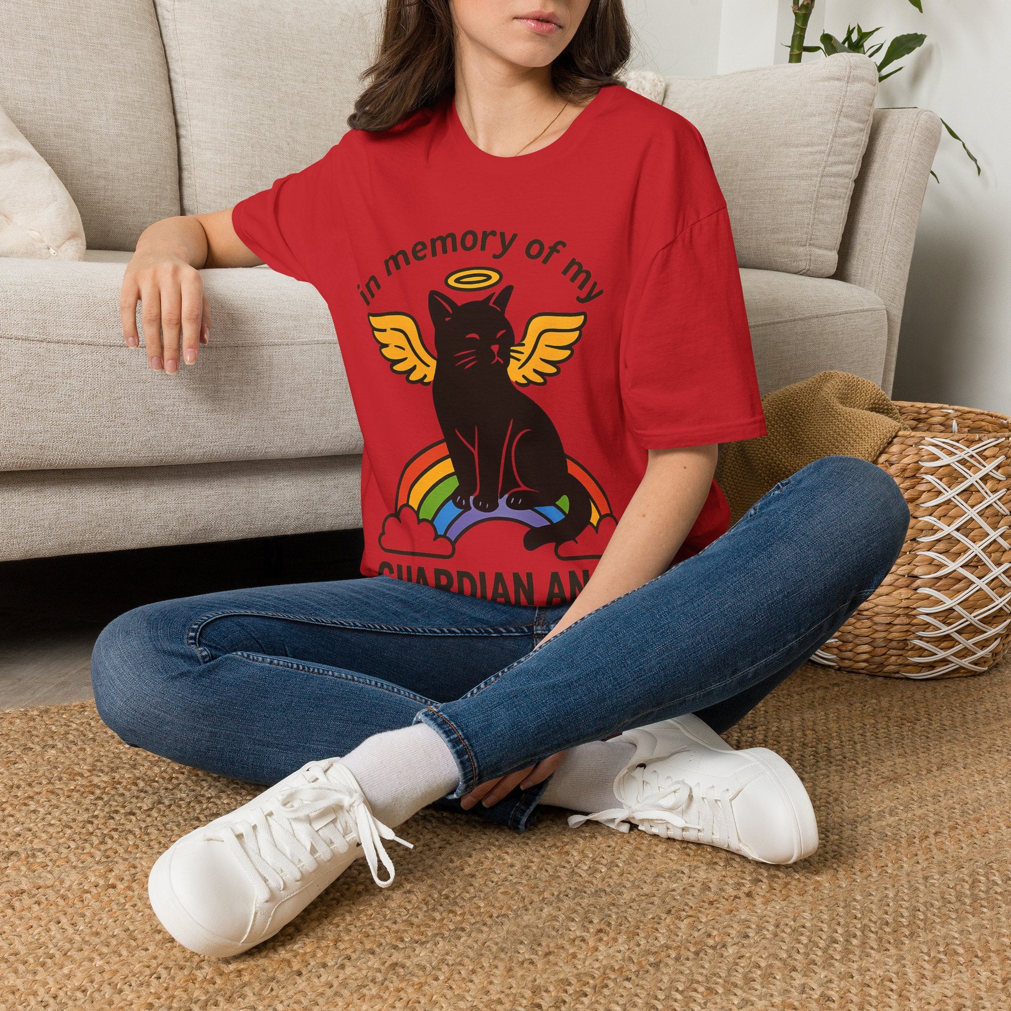 Rainbow Bridge Cat Memorial Shirt, Guardian Angel Cat Tshirt, Pet Loss Sympathy Gift, Cat Remembrance Shirt, Cat Lover Grief Gift