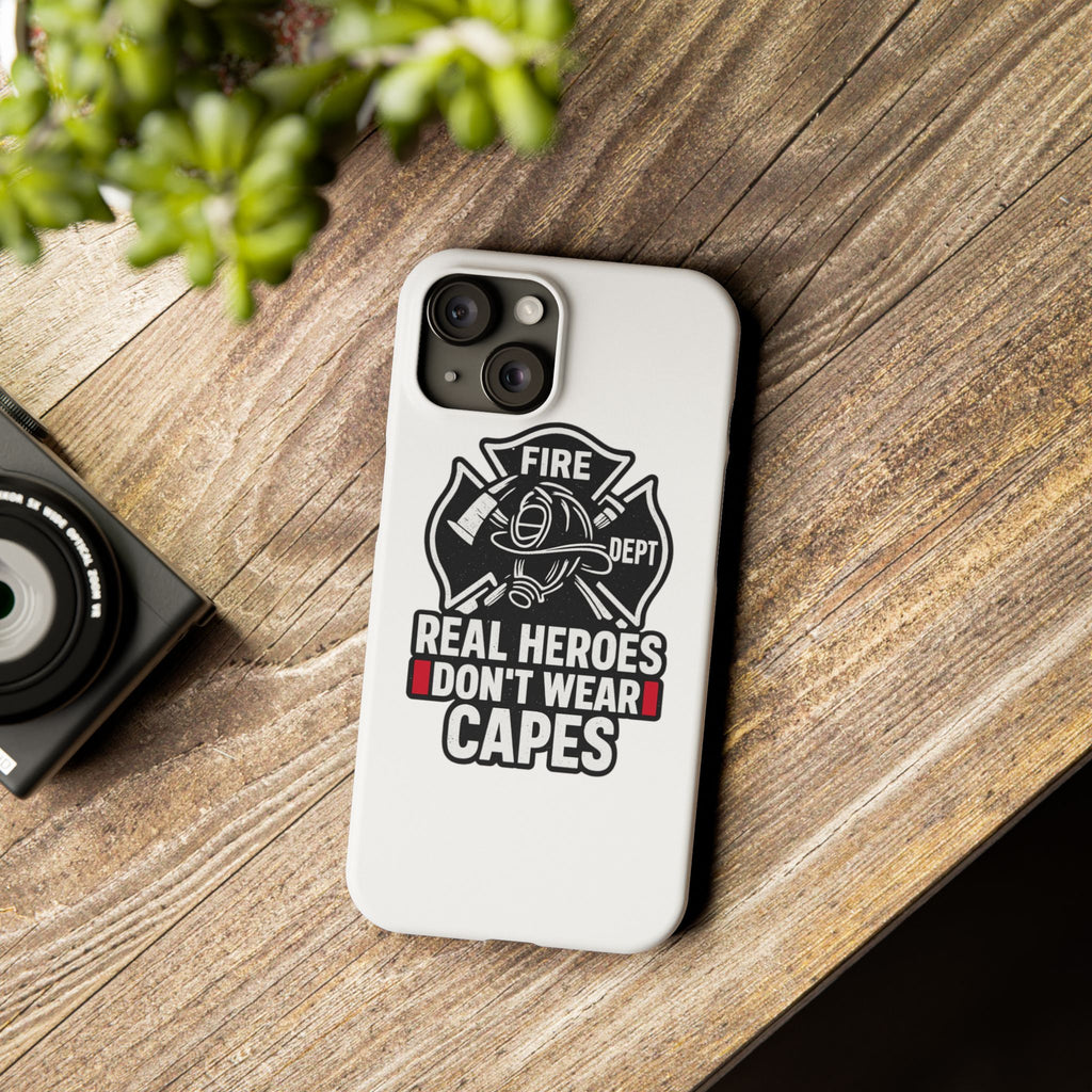 Firefighter Phone Case Real Heroes Don't Wear Capes Thin Red Line Gift for Firefighter Wife Husband Family Fire Dept Appreciation