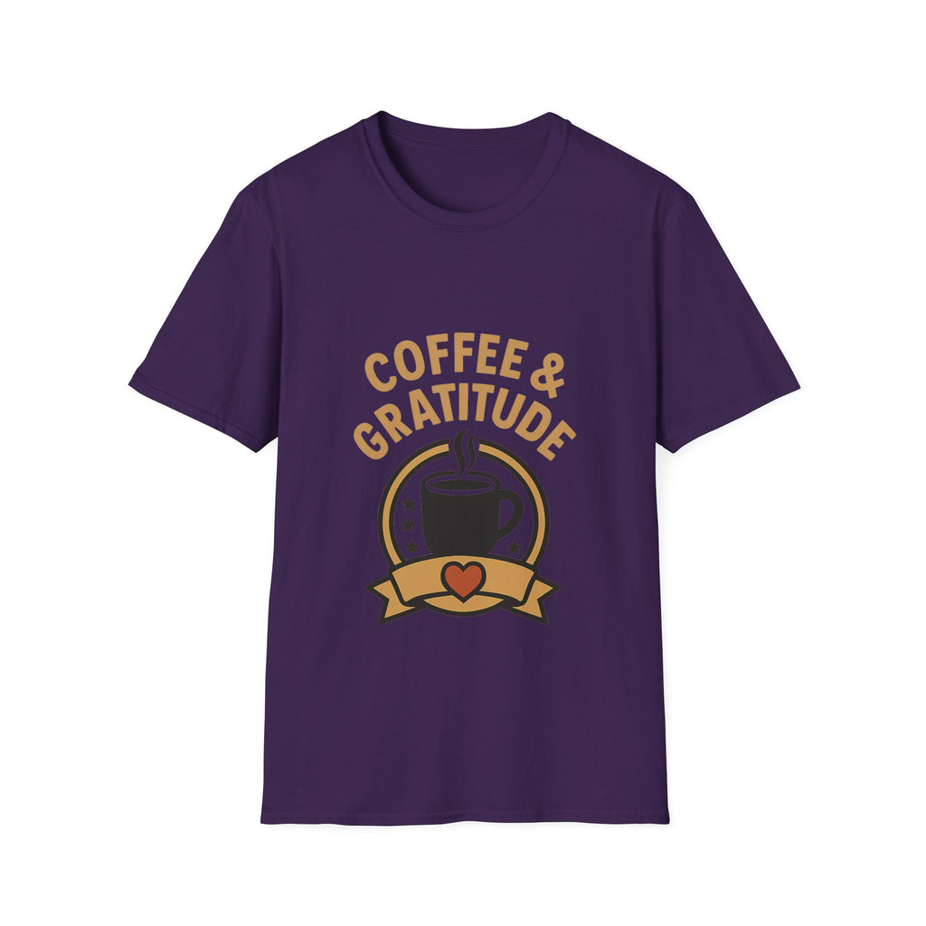 Coffee & Gratitude Shirt, Mindful Living Tee, Self Care Gift for Women, Positive Vibes T-Shirt, Grateful Heart Appreciation Top