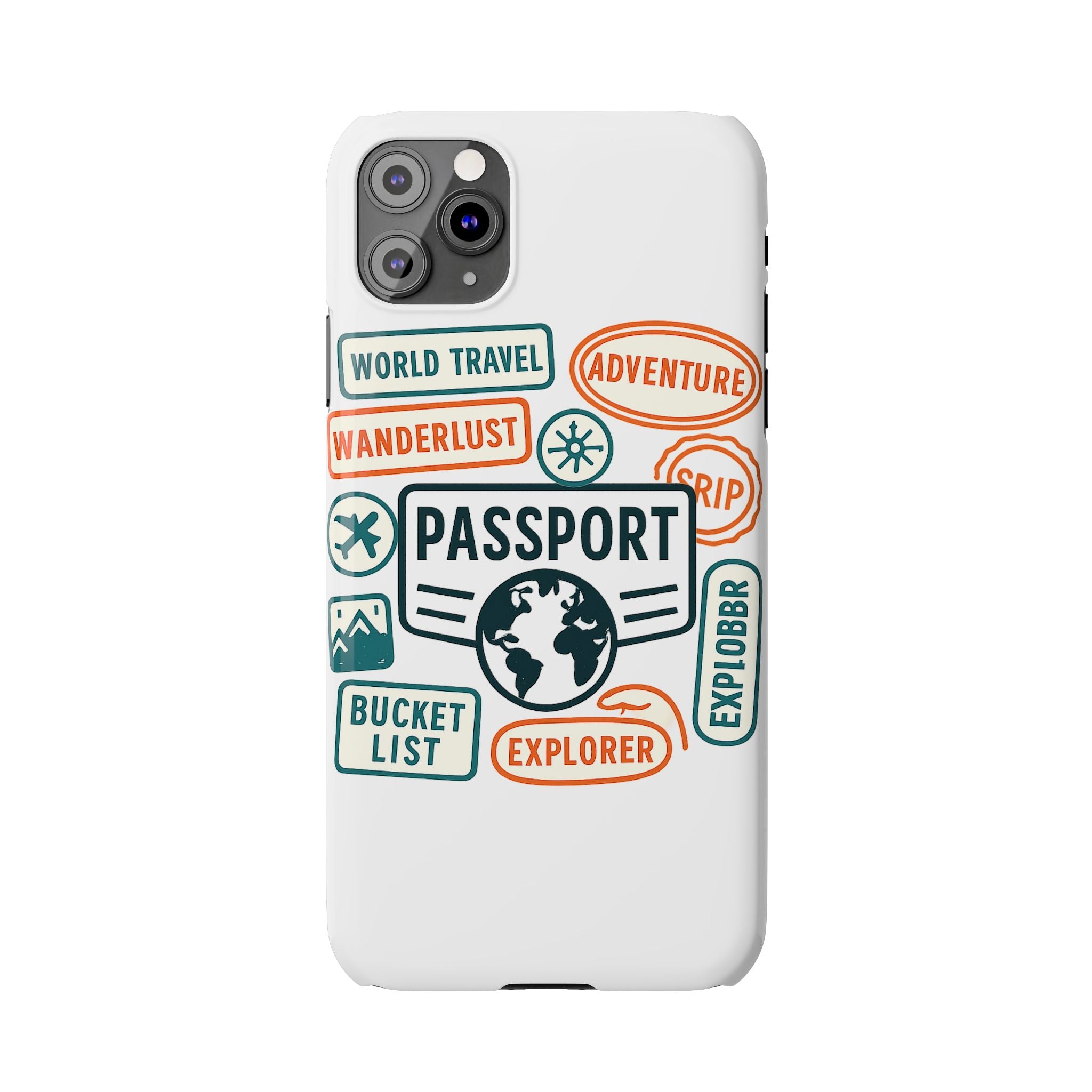 Passport Stamp Phone Case World Travel Gift Wanderlust Adventure Traveler Bucket List Globetrotter Trip Souvenir Explorer Map