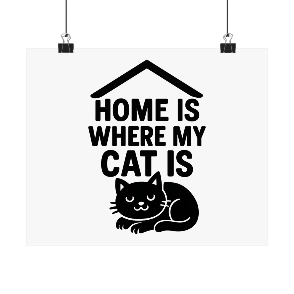 Home is Where My Cat Is Poster, Cat Lover Gift, Minimalist Cat Wall Art, Cat Owner Home Decor, Housewarming Gift for Cat Mom