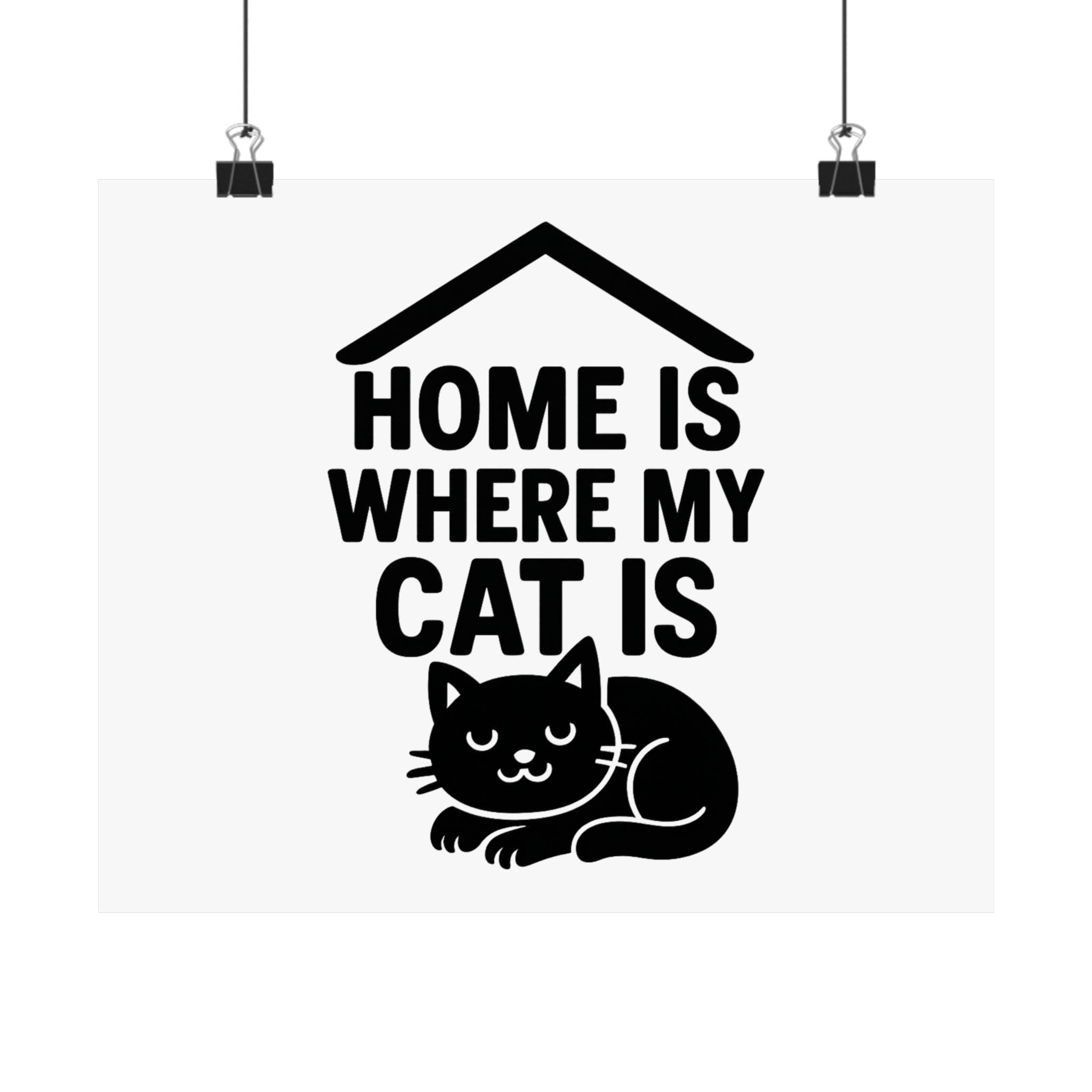 Home is Where My Cat Is Poster, Cat Lover Gift, Minimalist Cat Wall Art, Cat Owner Home Decor, Housewarming Gift for Cat Mom