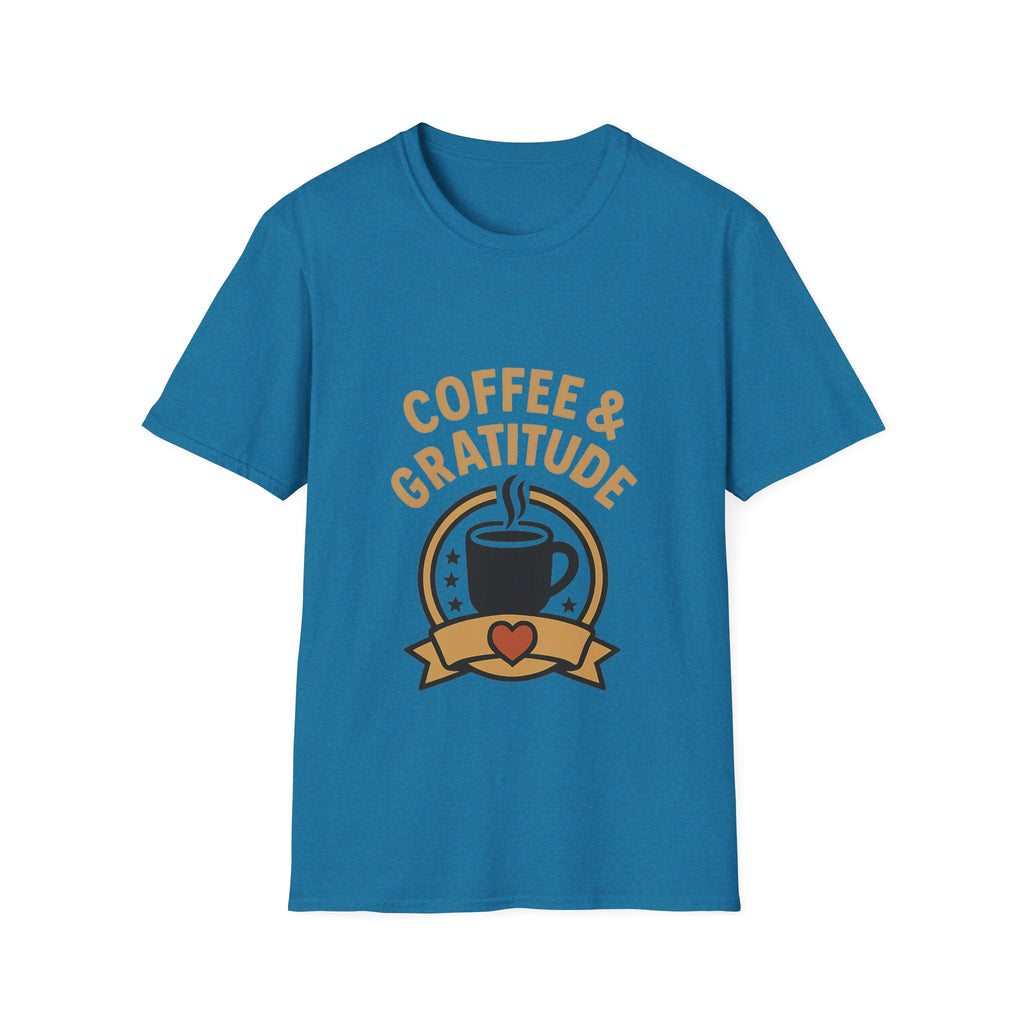 Coffee & Gratitude Shirt, Mindful Living Tee, Self Care Gift for Women, Positive Vibes T-Shirt, Grateful Heart Appreciation Top