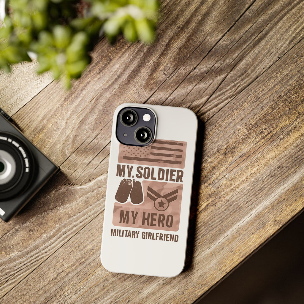 Military Girlfriend Phone Case Rose Gold Camouflage My Soldier My Hero Gift for Army Navy Air Force Girlfriend