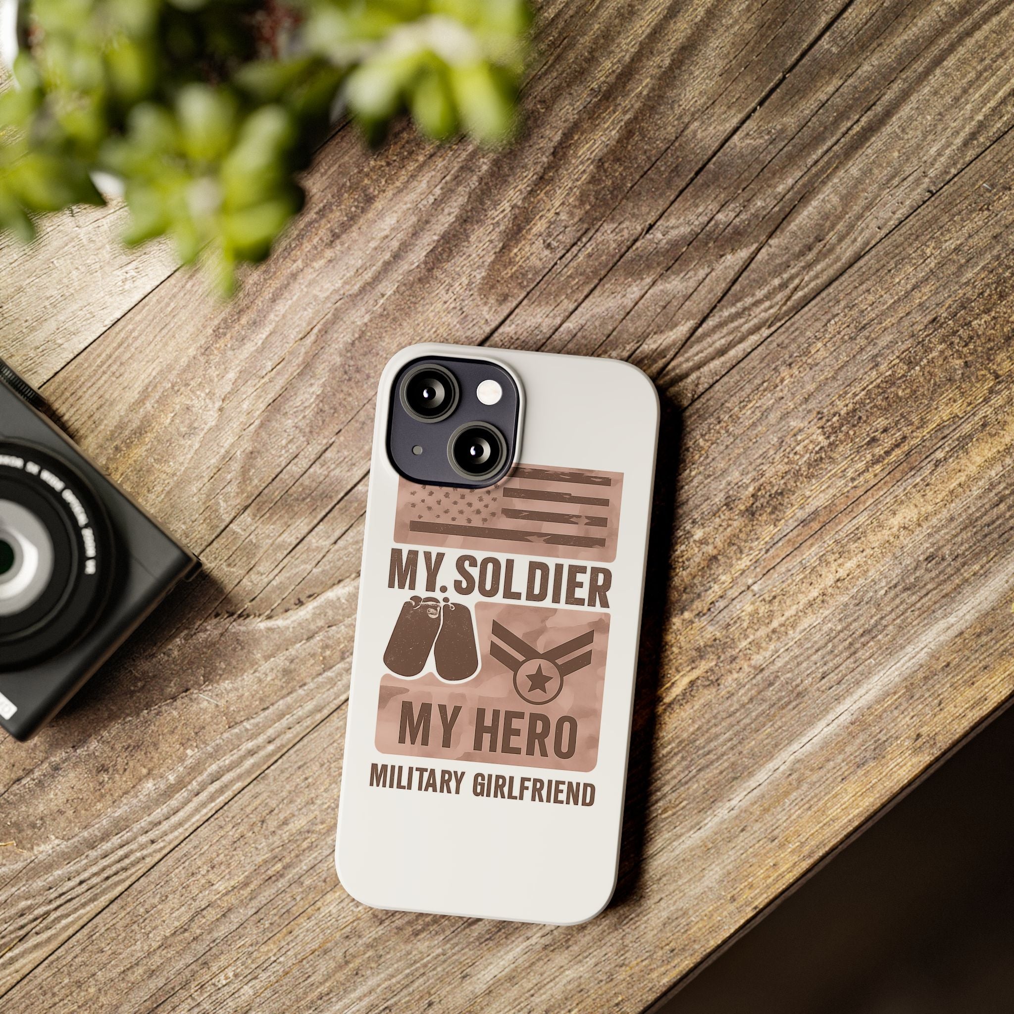 Military Girlfriend Phone Case Rose Gold Camouflage My Soldier My Hero Gift for Army Navy Air Force Girlfriend