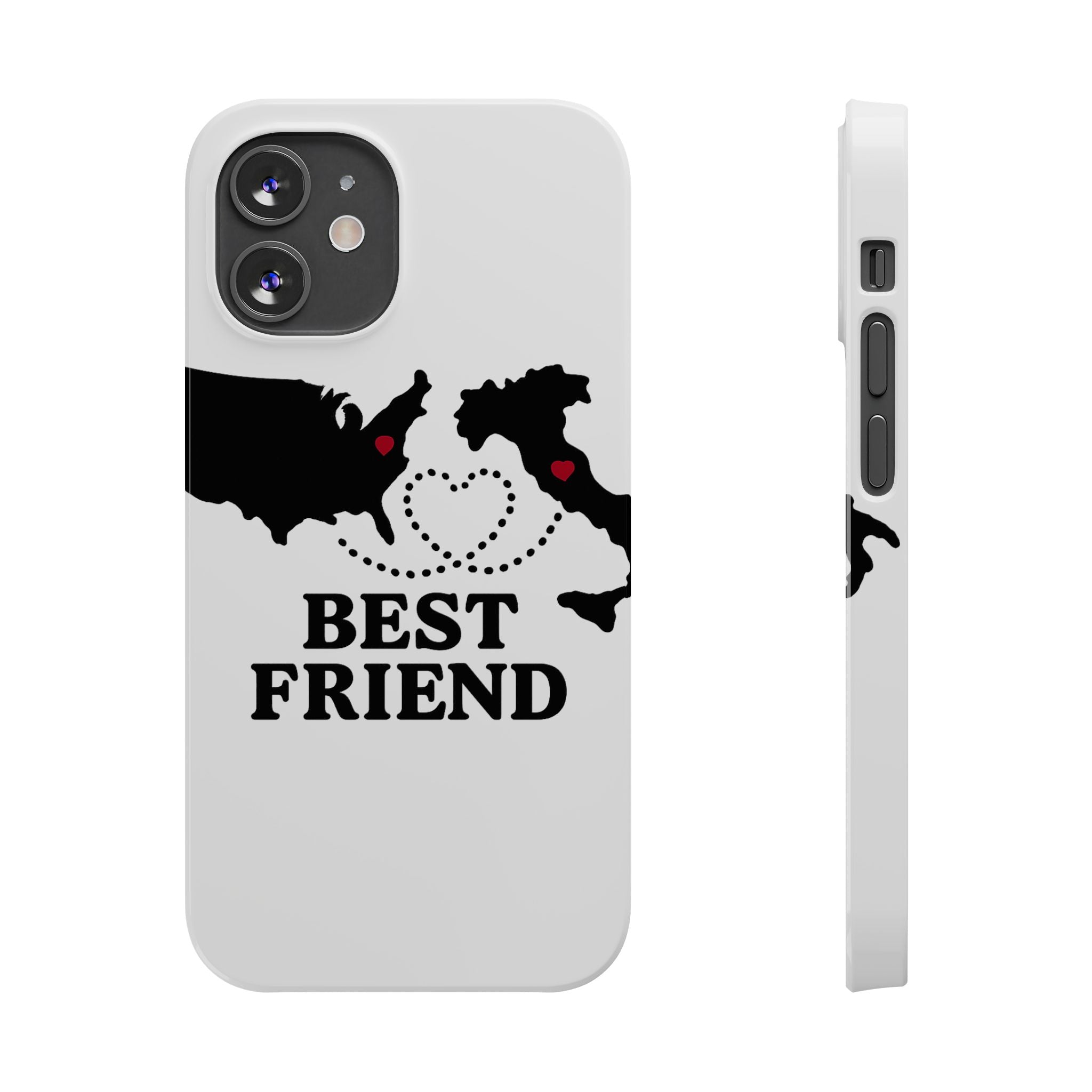 Long Distance Friendship Phone Case Personalized Coordinates Gift Best Friend Custom Location Map Heart Connection BFF