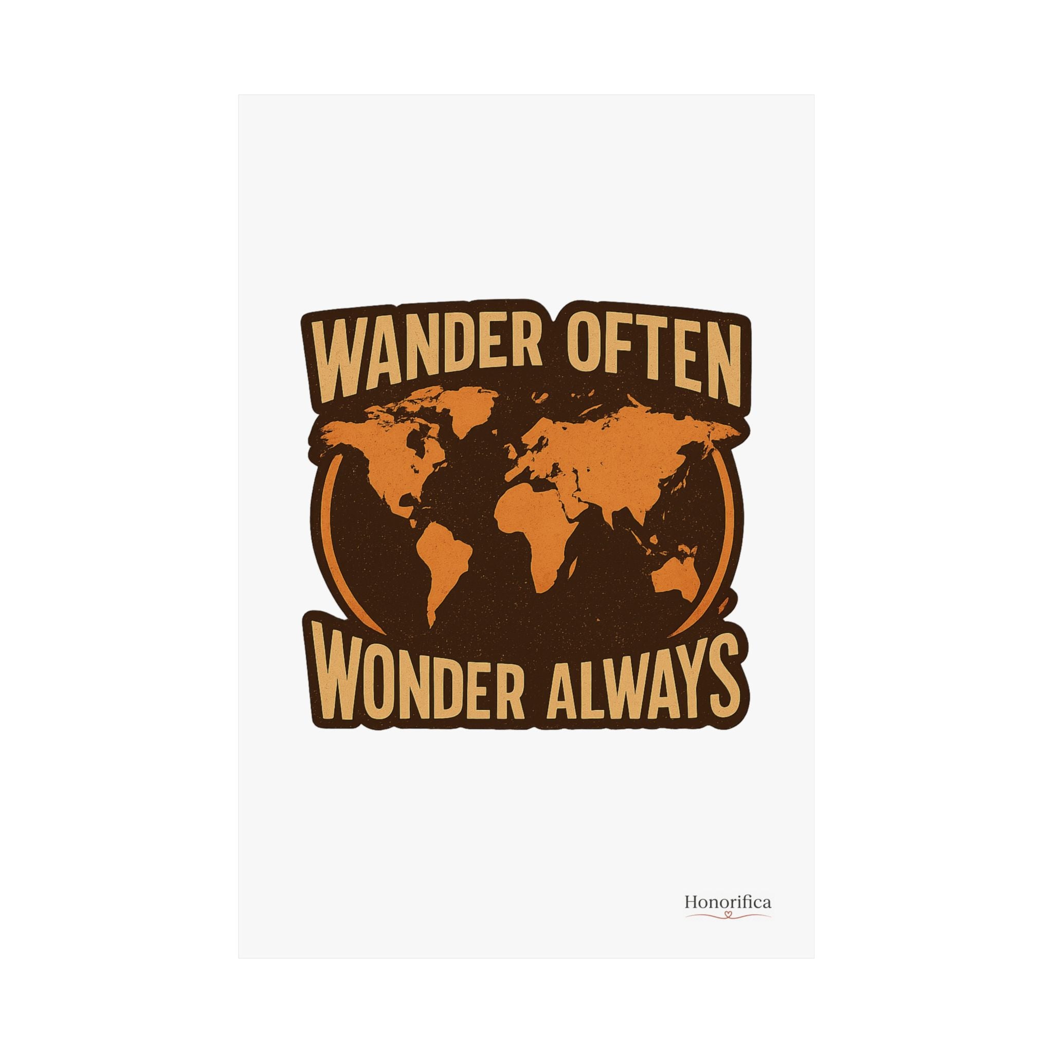 Wander Often Wonder Always Print, Vintage World Map Poster, Travel Wall Art, Wanderlust Decor, Adventure Quote, Dorm Room Decor