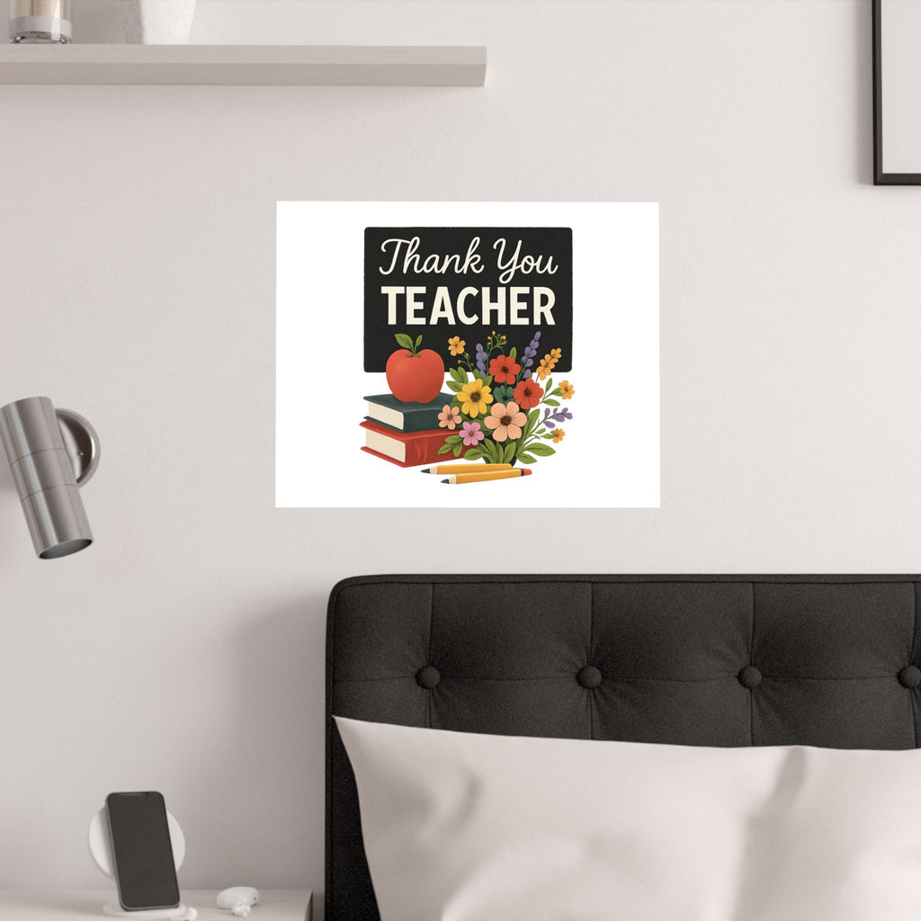 Thank You Teacher Gift Wildflower Watercolor Poster Classroom Wall Art Appreciation Print End of Year School Decor