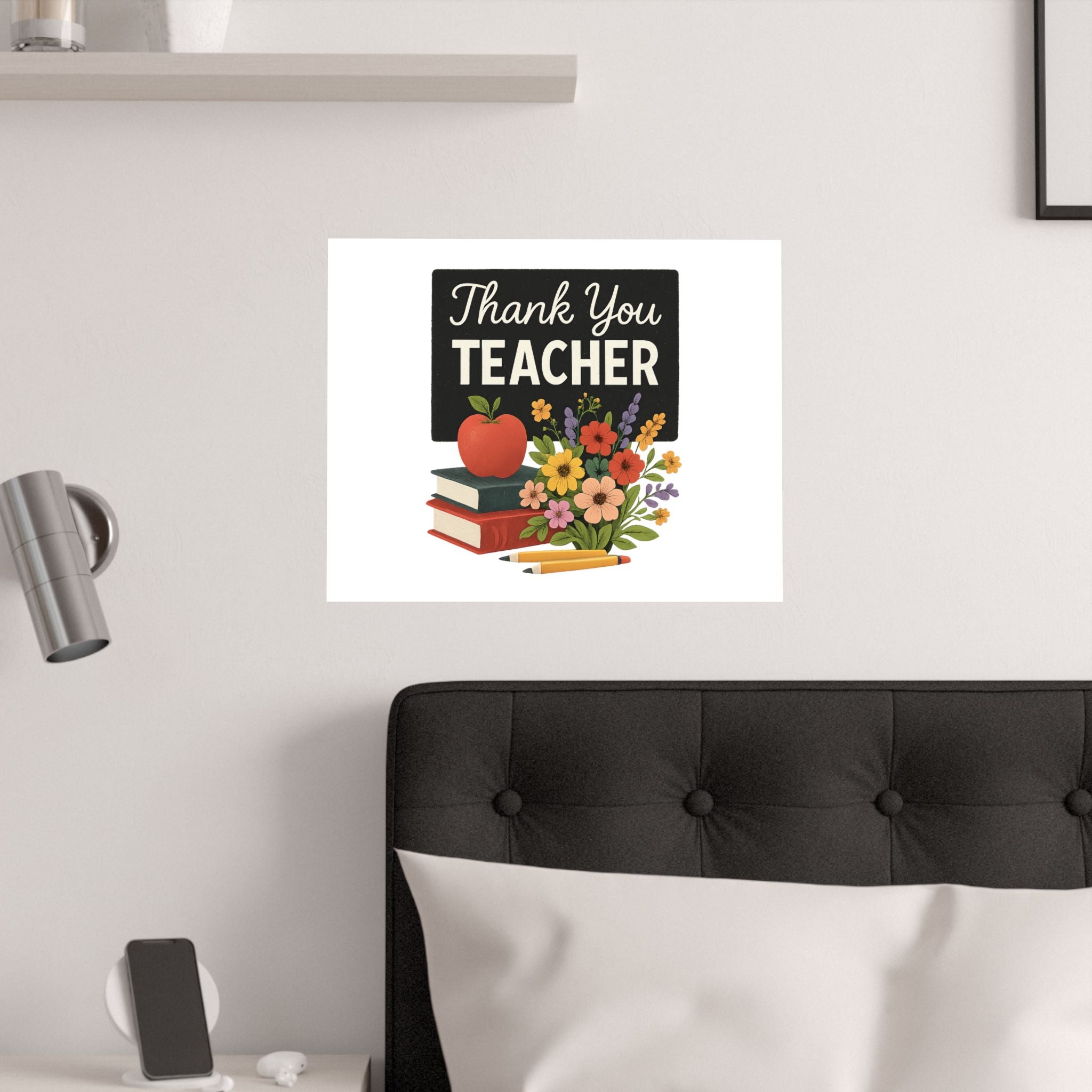 Thank You Teacher Gift Wildflower Watercolor Poster Classroom Wall Art Appreciation Print End of Year School Decor