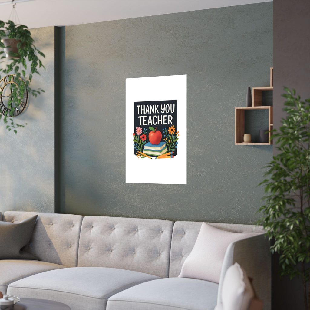 Thank You Teacher Gift Watercolor Wildflower Poster, Classroom Decor, End of School Year Gift, Teacher Appreciation Print