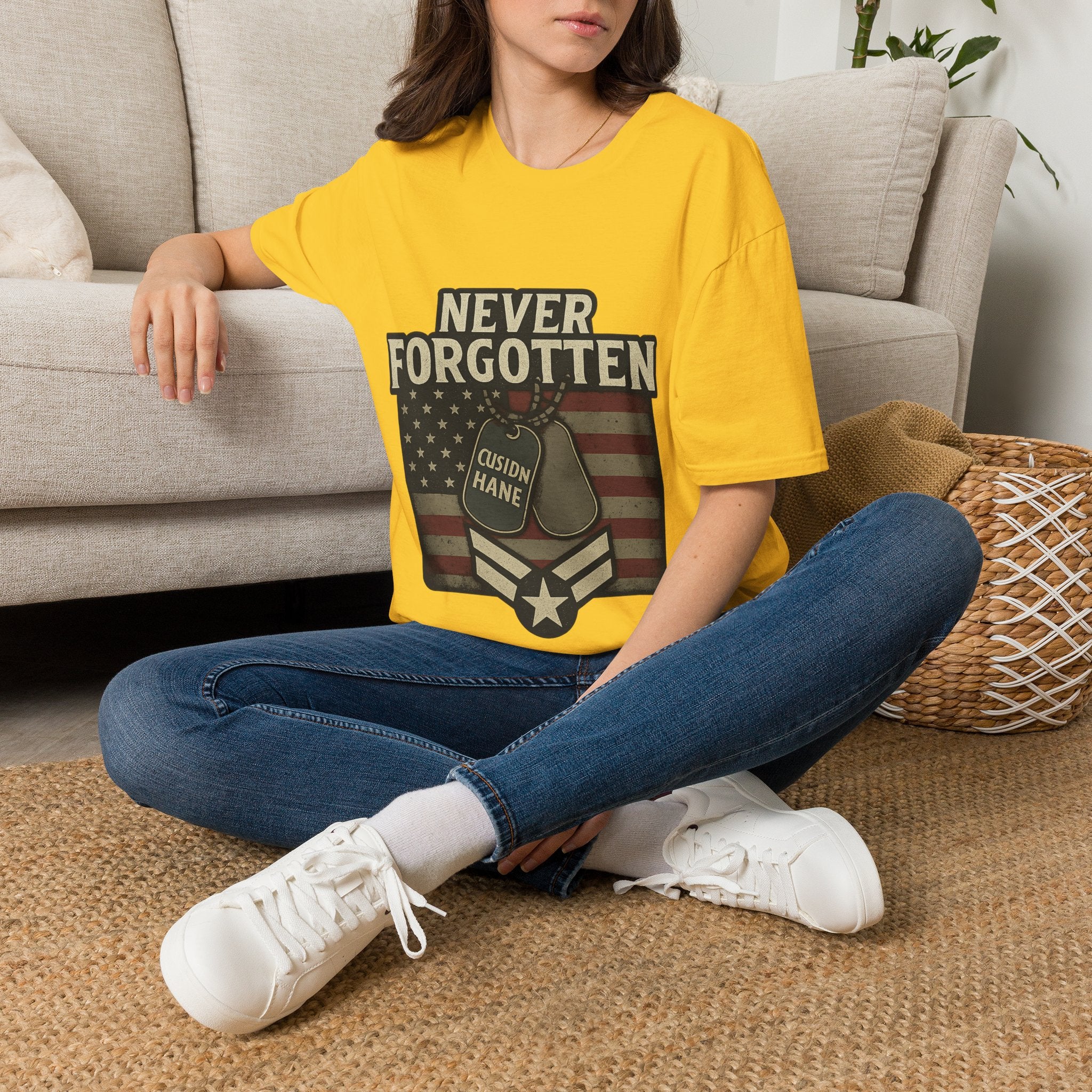 Never Forgotten Veteran Memorial Shirt Custom Name Military Tribute Tee Gold Star Family Gift Personalized Remembrance Tshirt