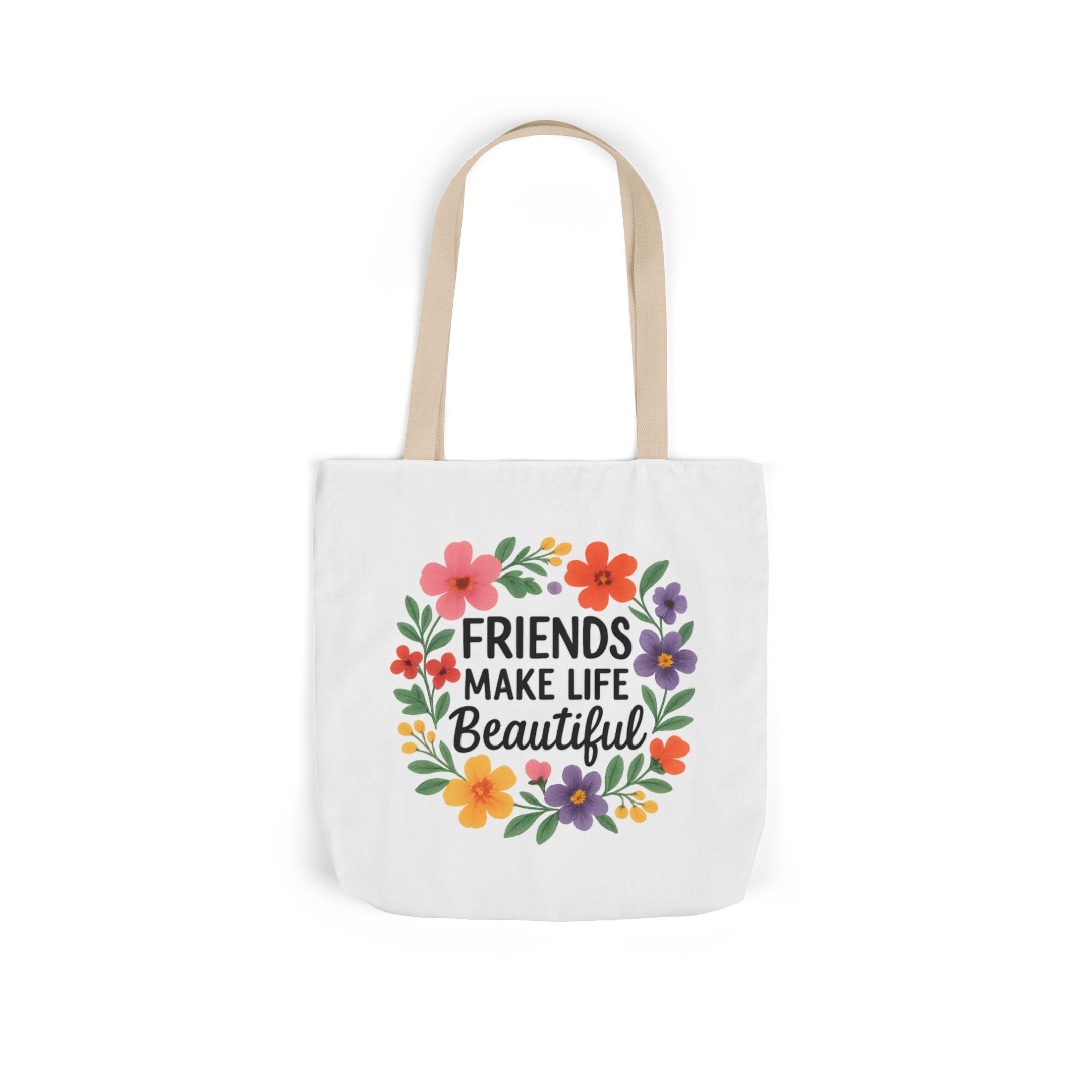 Friends Make Life Beautiful Tote Bag Gift for Best Friend Appreciation Watercolor Floral Thank You Friendship Quote Canvas Bag