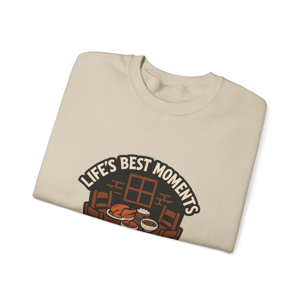 Life's Best Moments At The Table Sweatshirt, Family Dinner Crewneck, Cozy Kitchen Gift for Mom, Farmhouse Comfort Food Lover