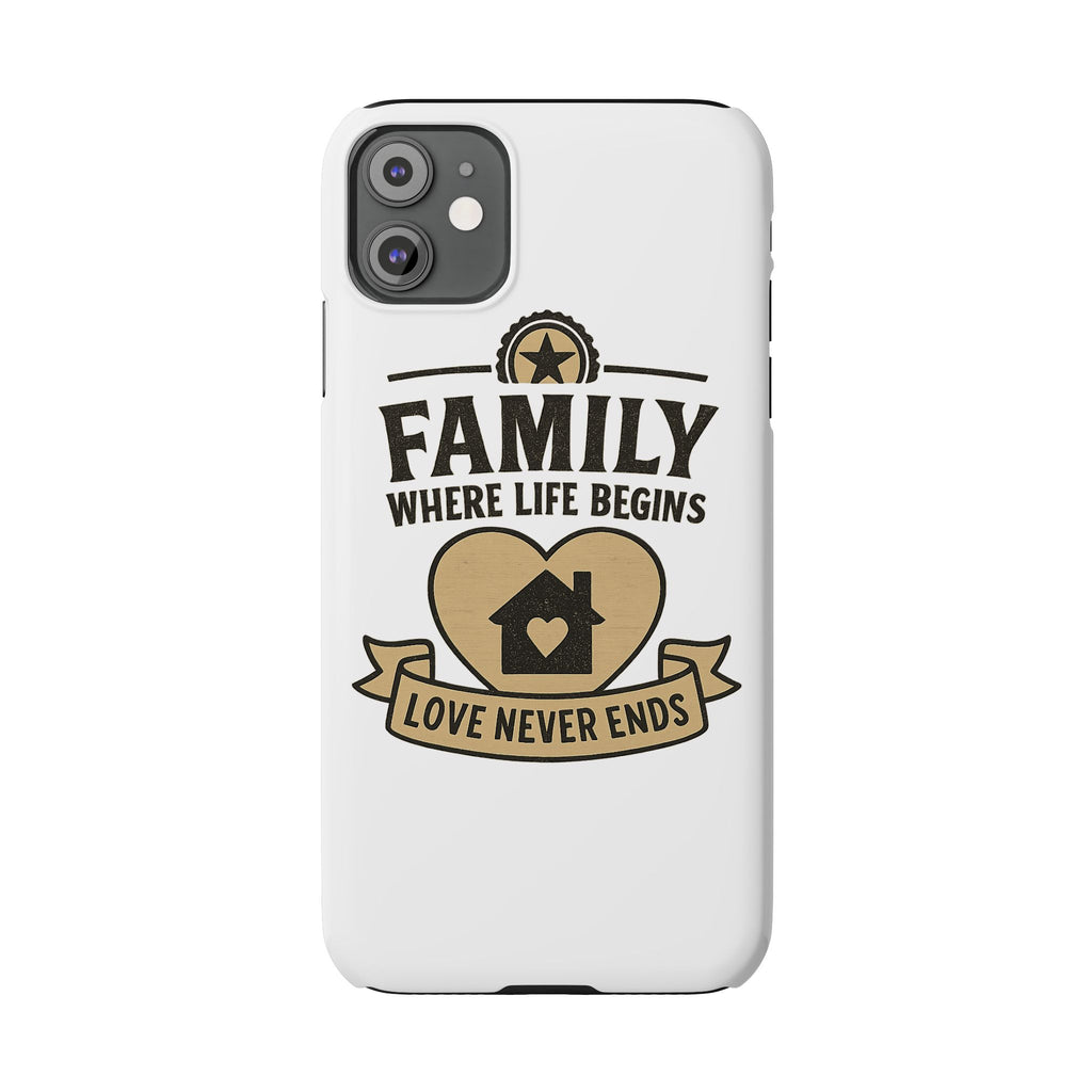 Family Where Life Begins Love Never Ends Phone Case, Rustic Farmhouse Gift for Mom Grandma, Mother's Day Gift, Heart Home Decor