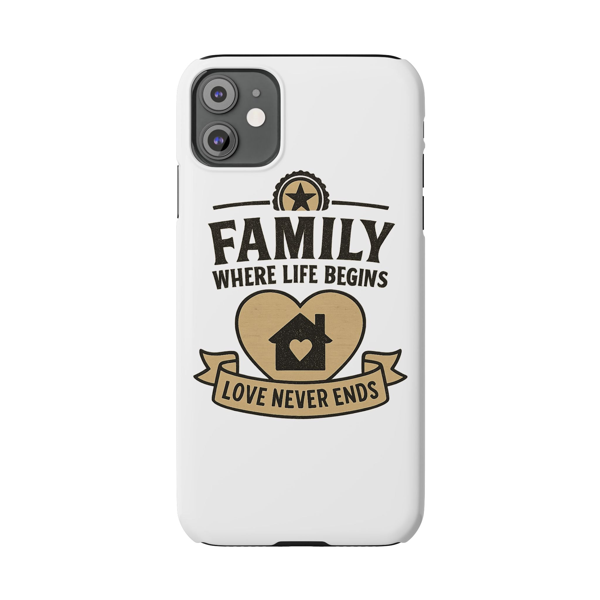 Family Where Life Begins Love Never Ends Phone Case, Rustic Farmhouse Gift for Mom Grandma, Mother's Day Gift, Heart Home Decor