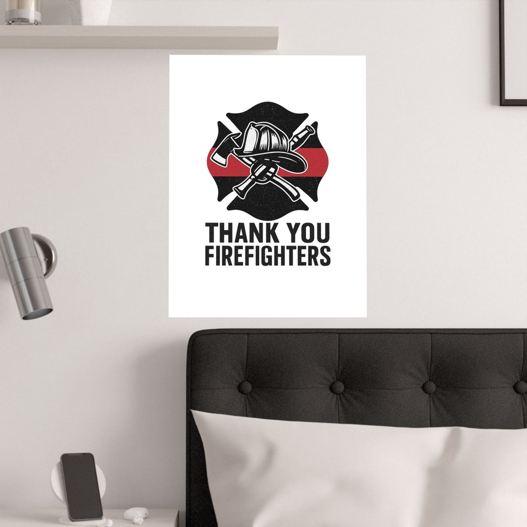 Thank You Firefighters Poster, Firefighter Appreciation Gift, Fire Station Wall Art, Fire Prevention Week Decor, Hero Tribute Print