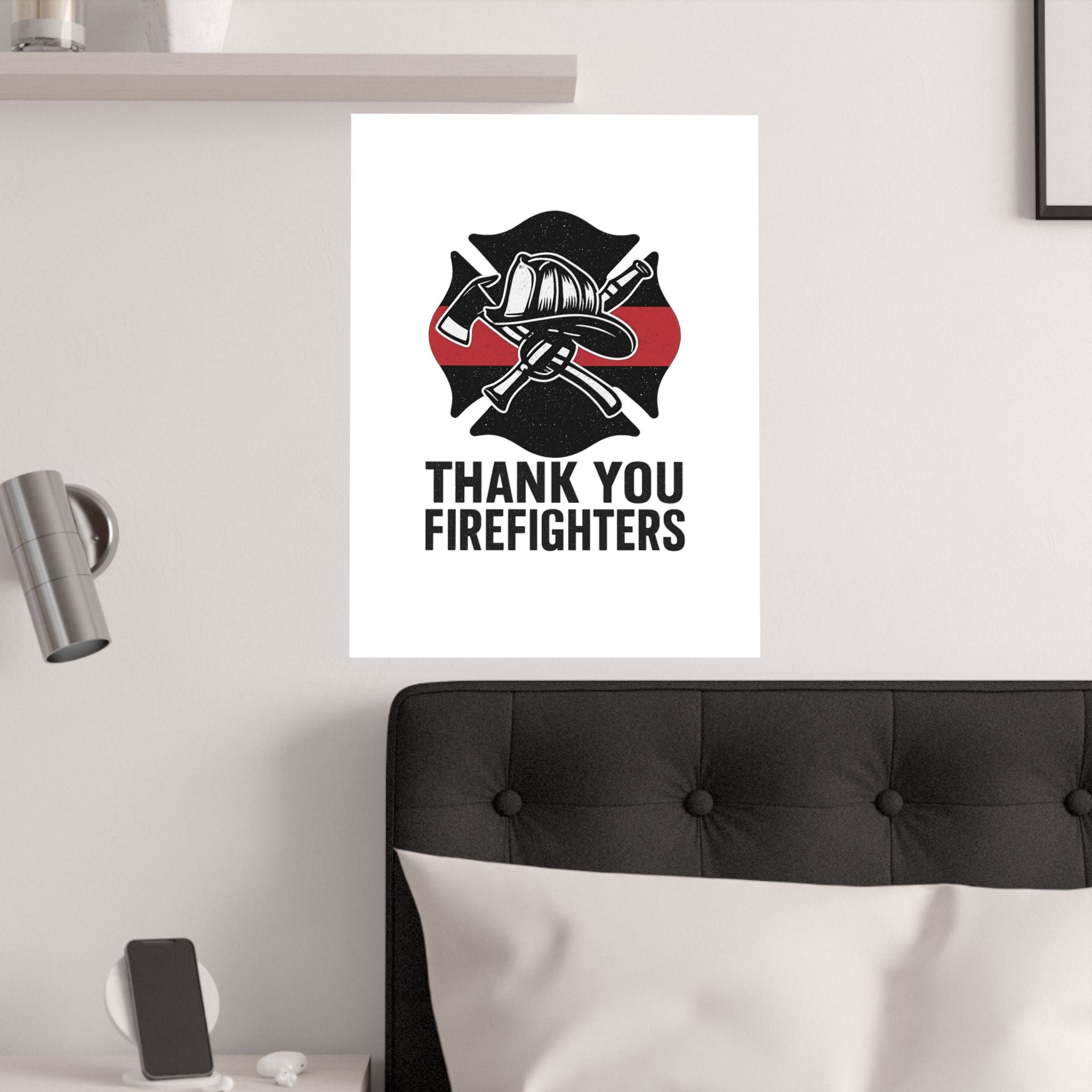 Thank You Firefighters Poster, Firefighter Appreciation Gift, Fire Station Wall Art, Fire Prevention Week Decor, Hero Tribute Print