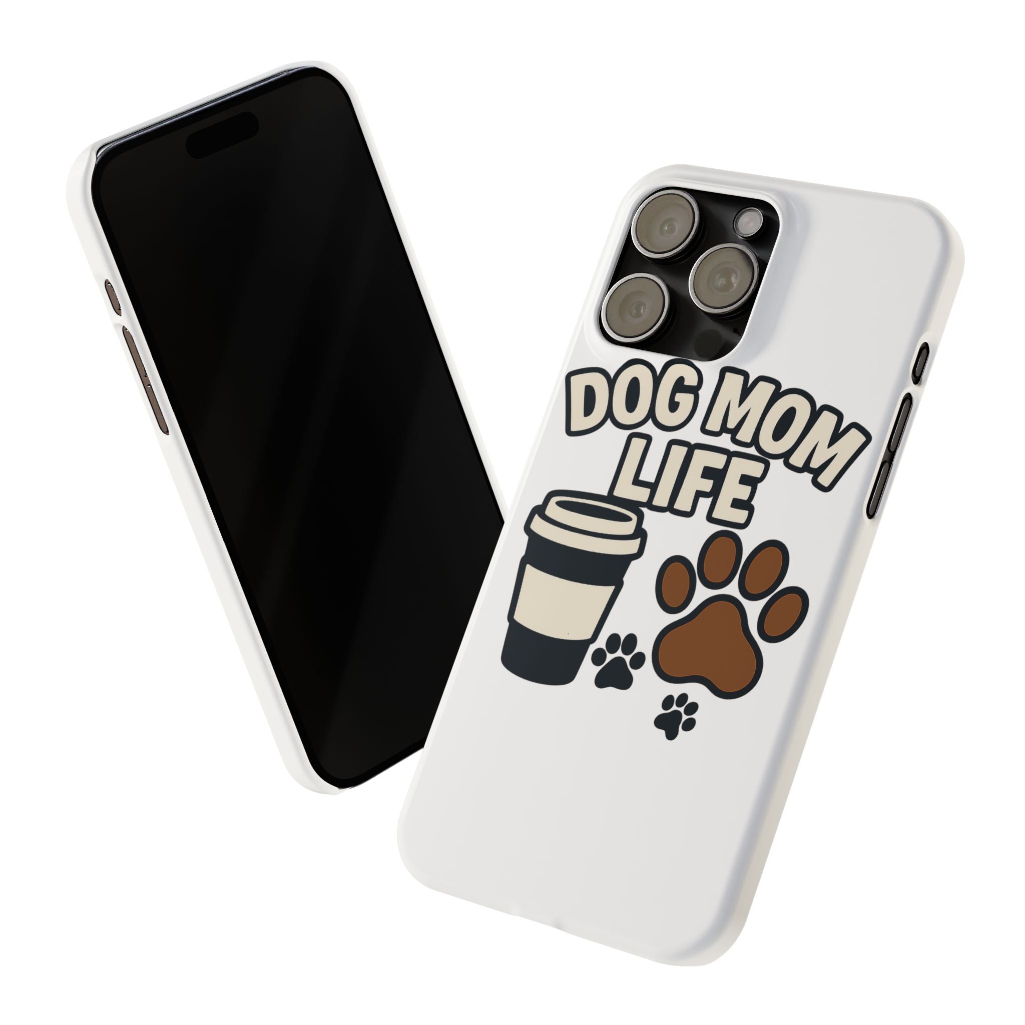 Dog Mom Life Phone Case, Coffee & Paws Illustrated Design, Gift for Dog Lover, Pet Parent Phone Case, Dog Owner Gift