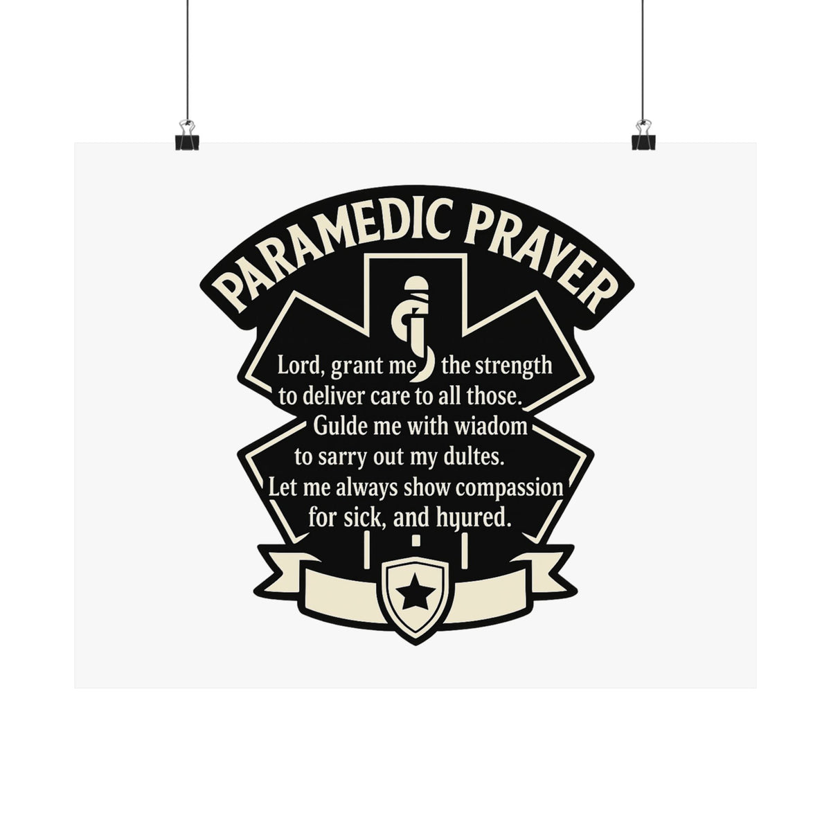 Paramedic Prayer Poster, EMS Gift, Star of Life Wall Art, Paramedic Graduation Gift, EMT Decor, First Responder Print, Thin White Line