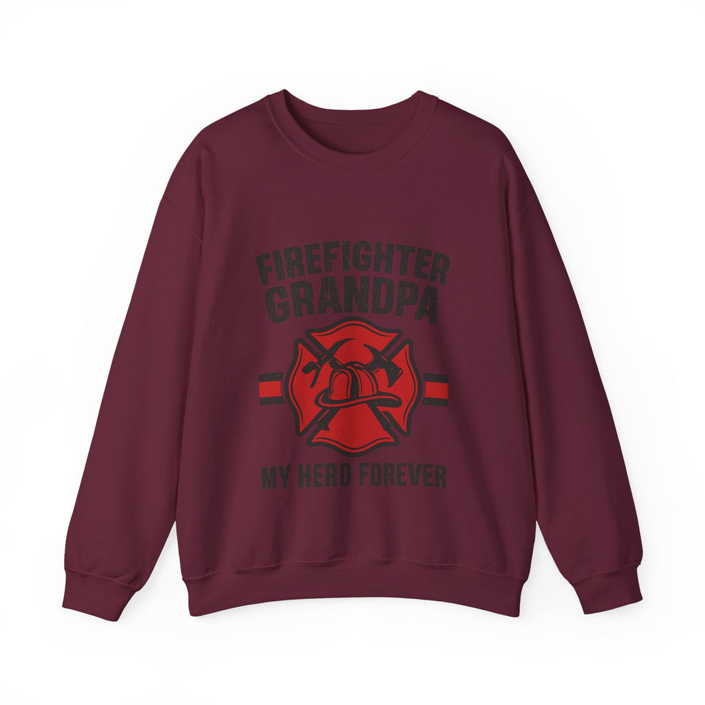 Firefighter Grandpa Sweatshirt My Hero Forever Gift Vintage Fire Station Badge Grandparents Day Fireman Grandfather Shirt