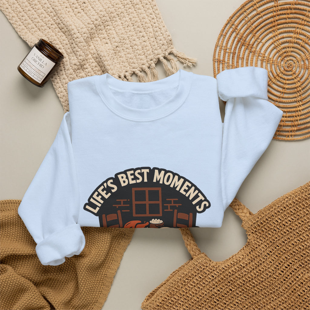 Life's Best Moments At The Table Sweatshirt, Family Dinner Crewneck, Cozy Kitchen Gift for Mom, Farmhouse Comfort Food Lover