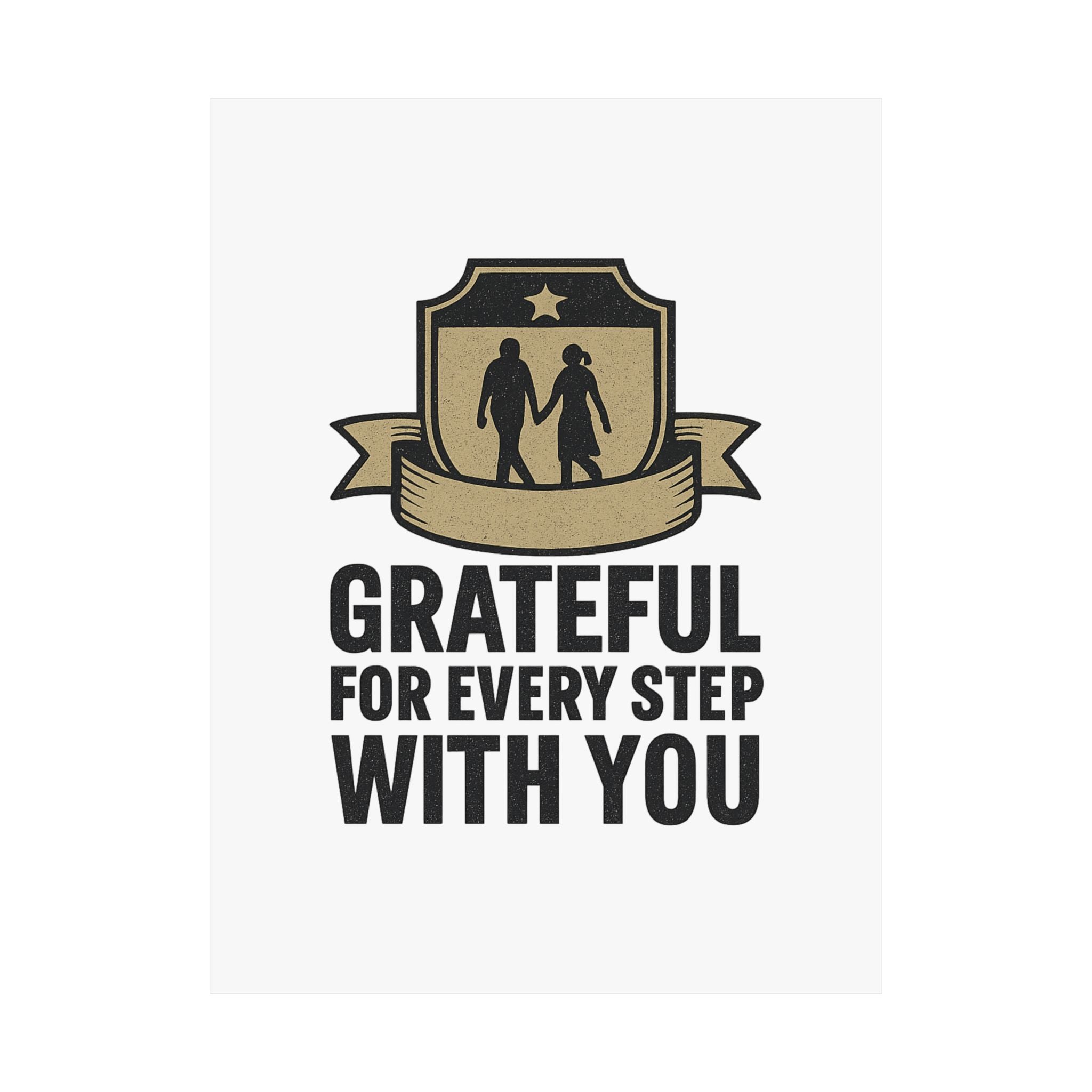 Grateful For Every Step With You Poster Anniversary Gift Relationship Milestone Couple Wall Art Vintage Gratitude Print