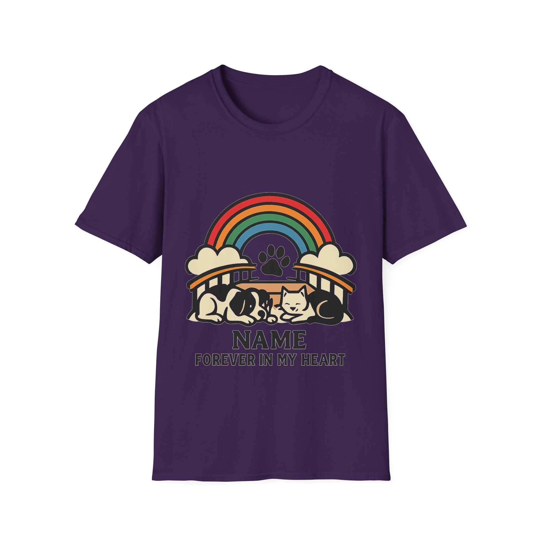 Rainbow Bridge Pet Memorial Shirt, Personalized Dog Cat Loss Gift, Custom Pet Remembrance Tee, Pet Memorial Sympathy Gift