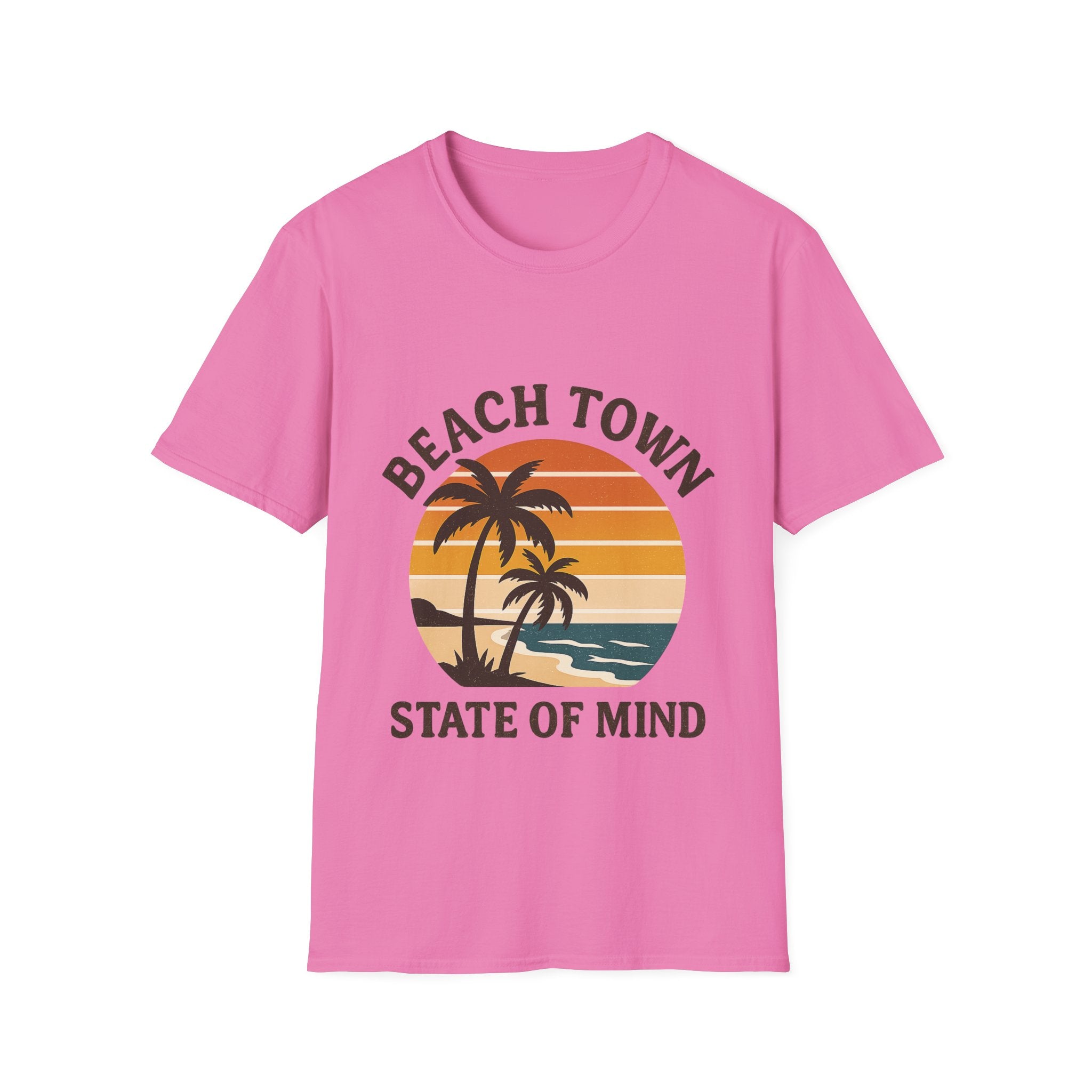 Beach Town State of Mind Shirt, Vintage Sunset Beach Tee, Coastal Living Gift, Palm Tree Vacation Shirt, Retro Beach Lover Gift