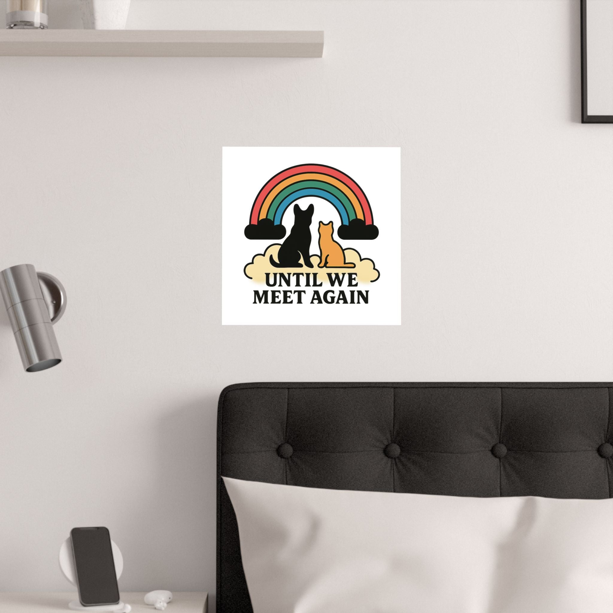 Rainbow Bridge Pet Memorial Poster, Dog Cat Loss Sympathy Gift, Until We Meet Again Pet Remembrance Wall Art, Pet Bereavement Print