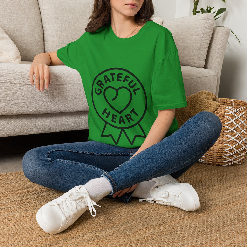 Grateful Heart T-Shirt, Minimalist Line Art Gratitude Shirt, Wellness Tee, Mindfulness Gift, Positive Affirmation Clothing