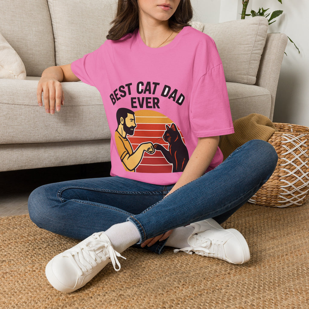 Best Cat Dad Ever Shirt Vintage Retro Cat Lover Gift for Men Father's Day Cat Owner Tshirt Funny Cat Dad Gift Retro Sunset Tee