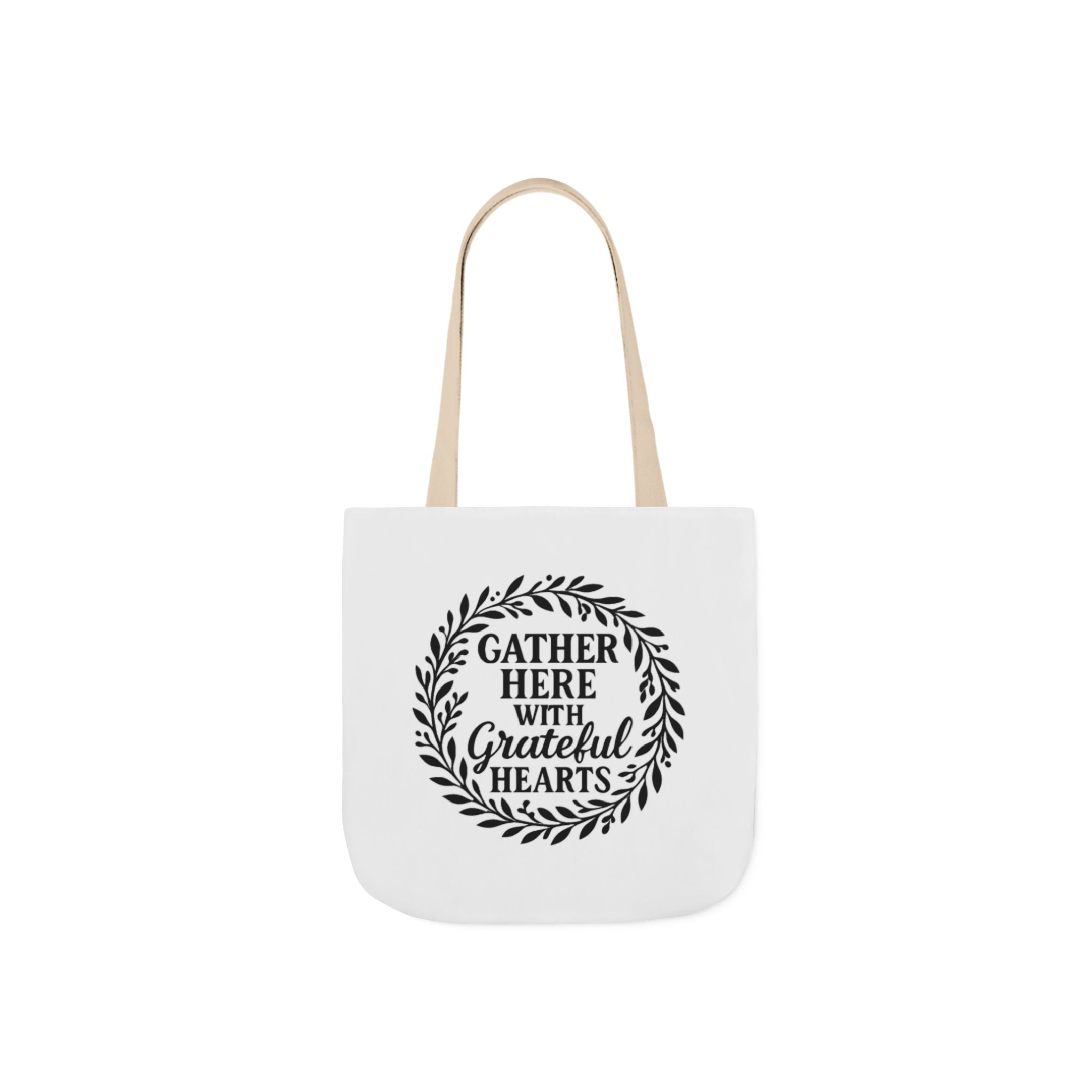 Gather Here With Grateful Hearts Tote Bag Farmhouse Kitchen Gift Rustic Botanical Wreath Housewarming Gift for Women Hostess
