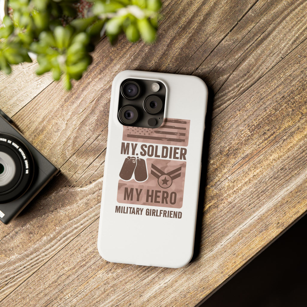 Military Girlfriend Phone Case Rose Gold Camouflage My Soldier My Hero Gift for Army Navy Air Force Girlfriend