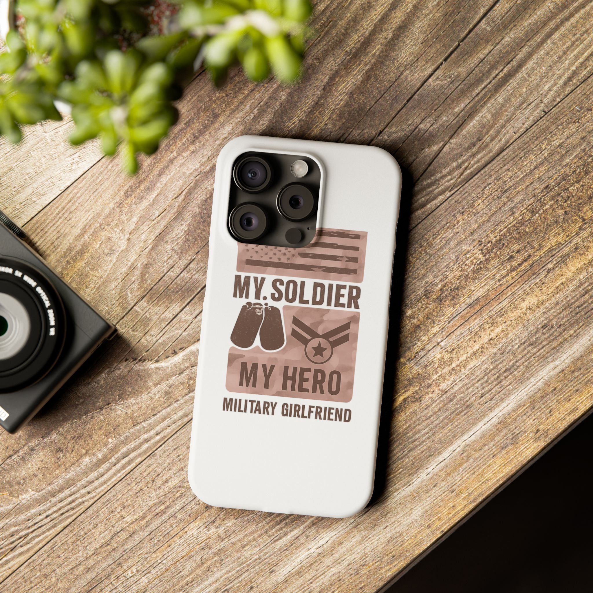 Military Girlfriend Phone Case Rose Gold Camouflage My Soldier My Hero Gift for Army Navy Air Force Girlfriend