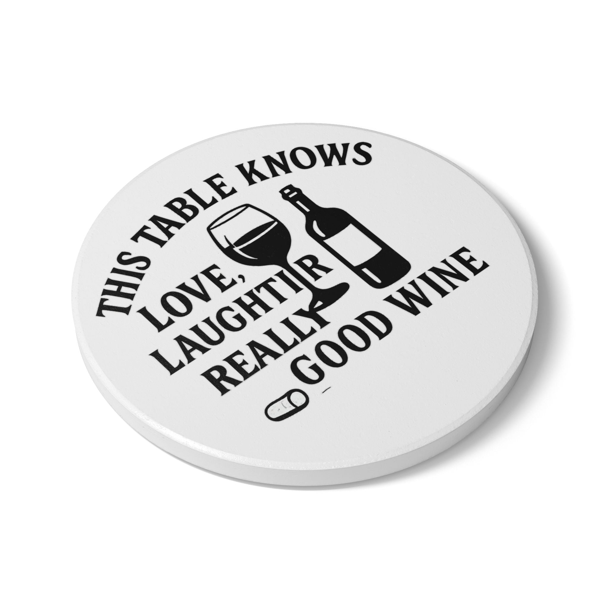 Wine Lover Cork Coaster Set | This Table Knows Love Laughter Really Good Wine | Housewarming Gift | Hostess Gift for Wine Lovers