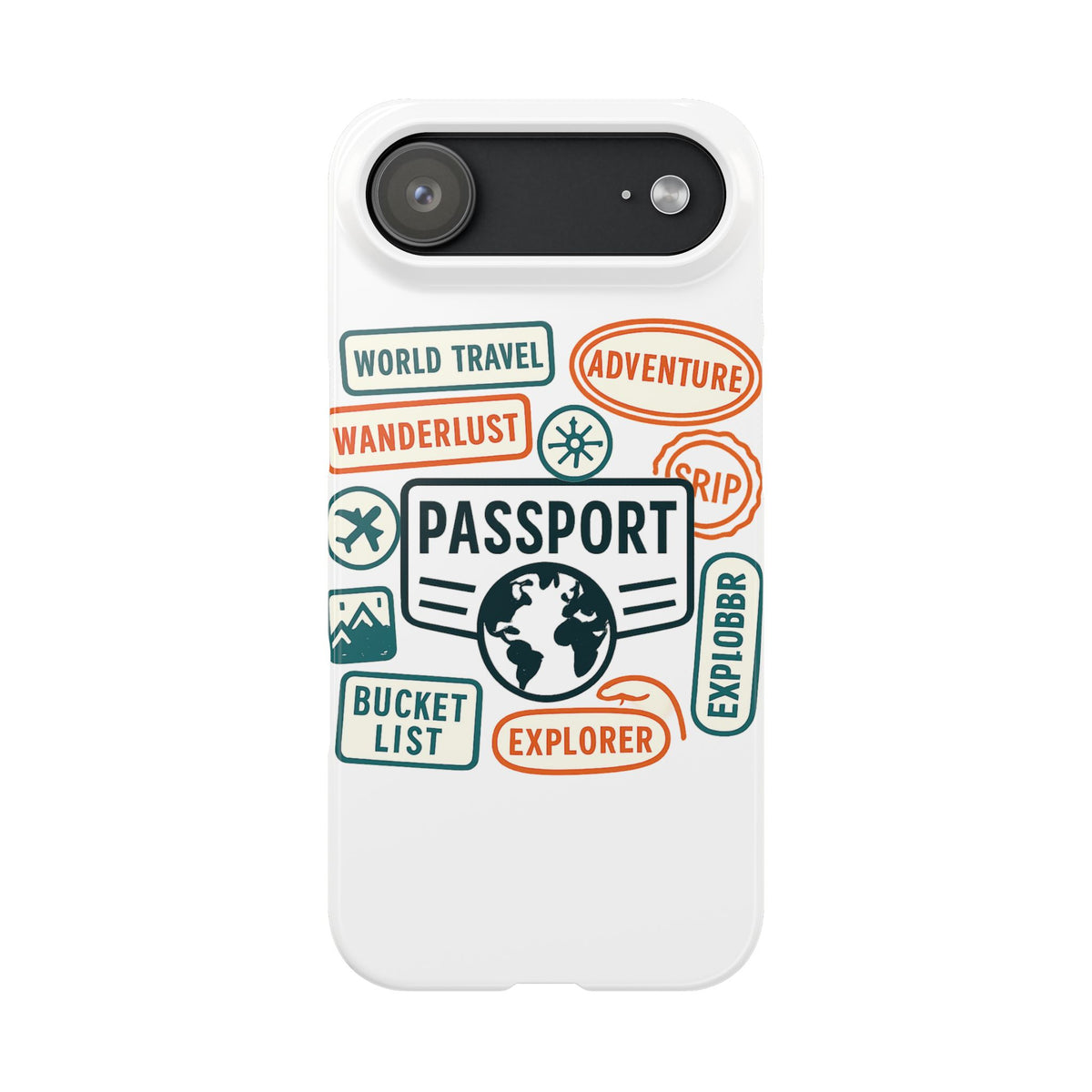 Passport Stamp Phone Case World Travel Gift Wanderlust Adventure Traveler Bucket List Globetrotter Trip Souvenir Explorer Map