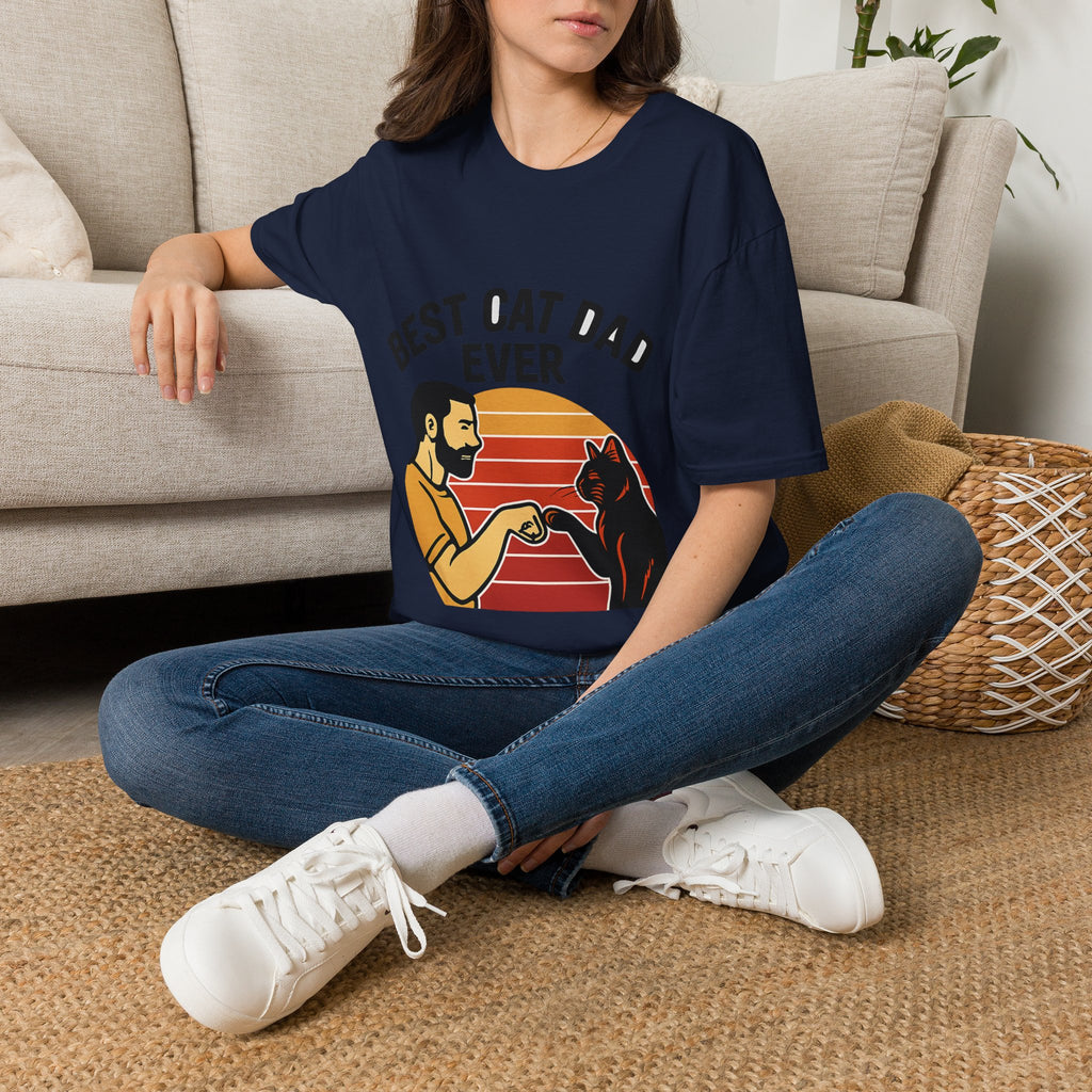 Best Cat Dad Ever Shirt Vintage Retro Cat Lover Gift for Men Father's Day Cat Owner Tshirt Funny Cat Dad Gift Retro Sunset Tee