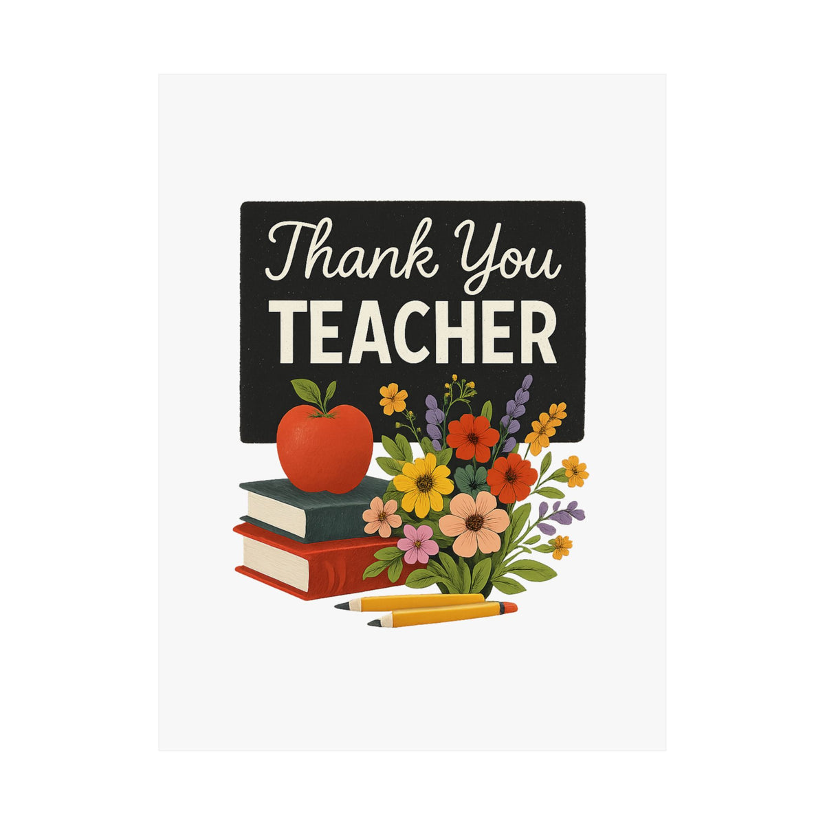 Thank You Teacher Gift Wildflower Watercolor Poster Classroom Wall Art Appreciation Print End of Year School Decor