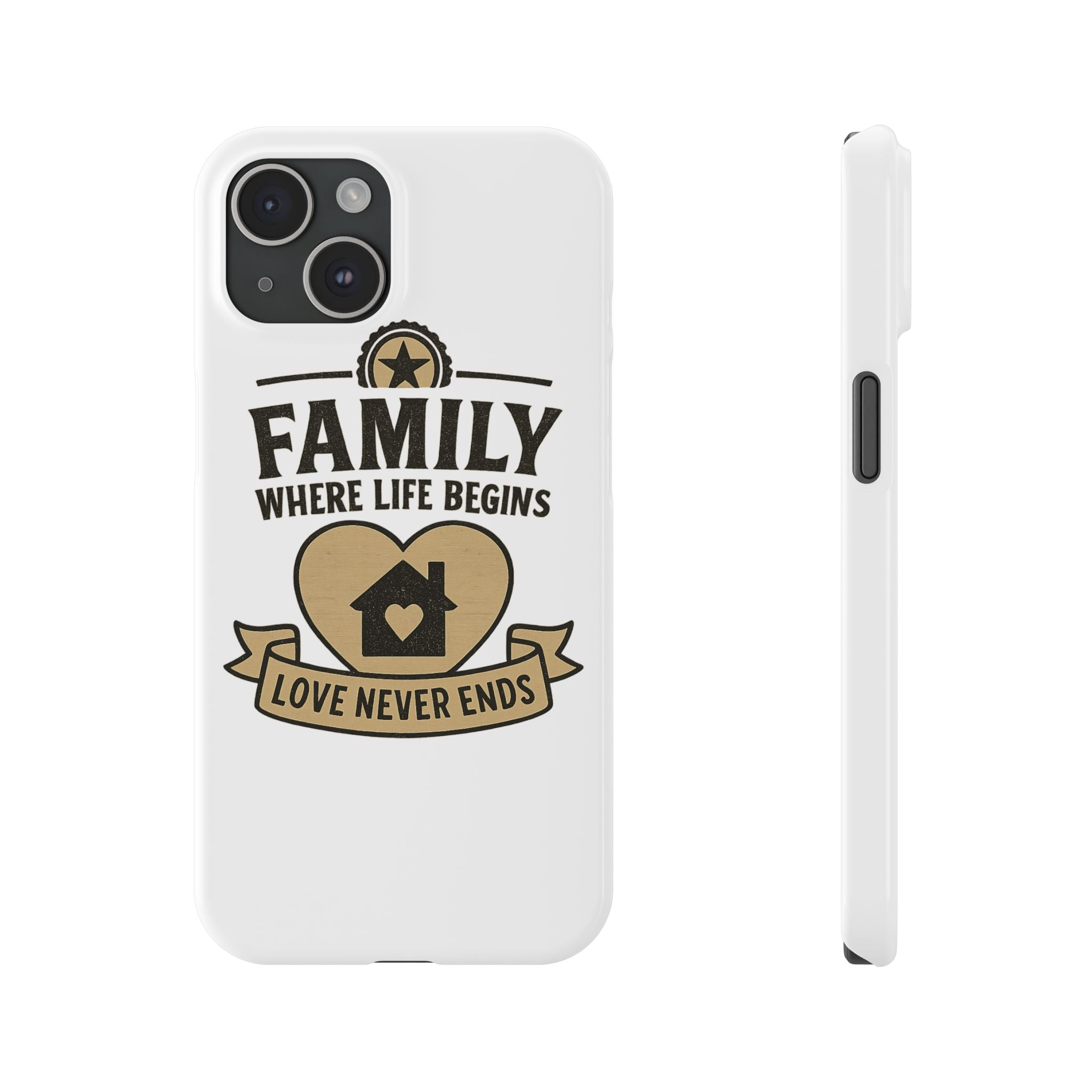 Family Where Life Begins Love Never Ends Phone Case, Rustic Farmhouse Gift for Mom Grandma, Mother's Day Gift, Heart Home Decor