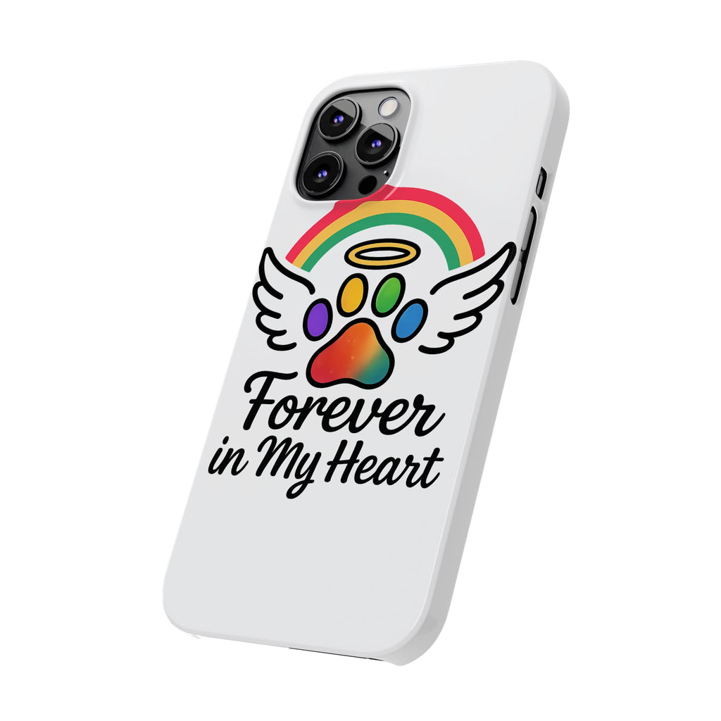 Rainbow Bridge Pet Memorial Phone Case Forever in My Heart Dog Cat Loss Sympathy Gift Remembrance Watercolor Paw Print Angel Pet