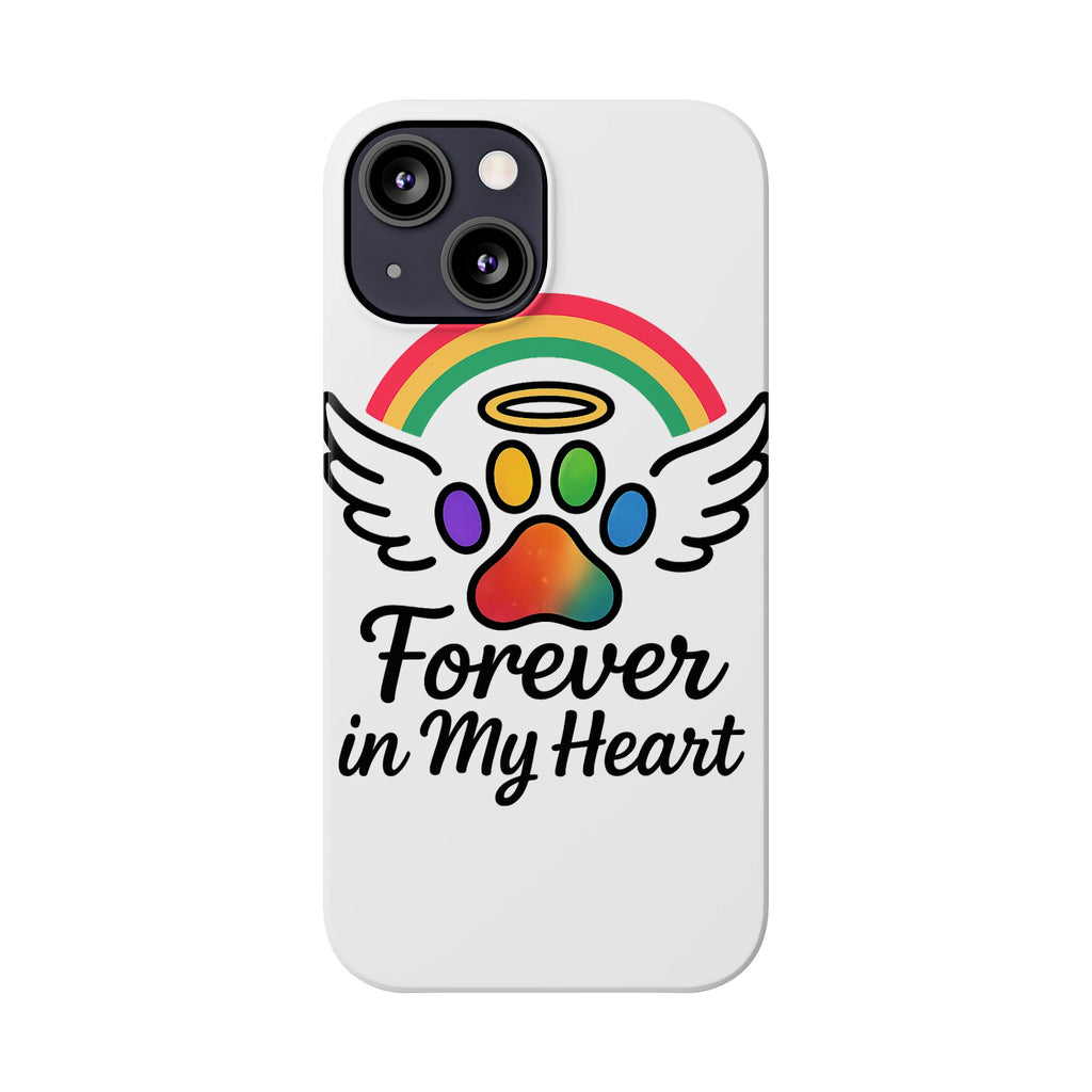 Rainbow Bridge Pet Memorial Phone Case Forever in My Heart Dog Cat Loss Sympathy Gift Remembrance Watercolor Paw Print Angel Pet