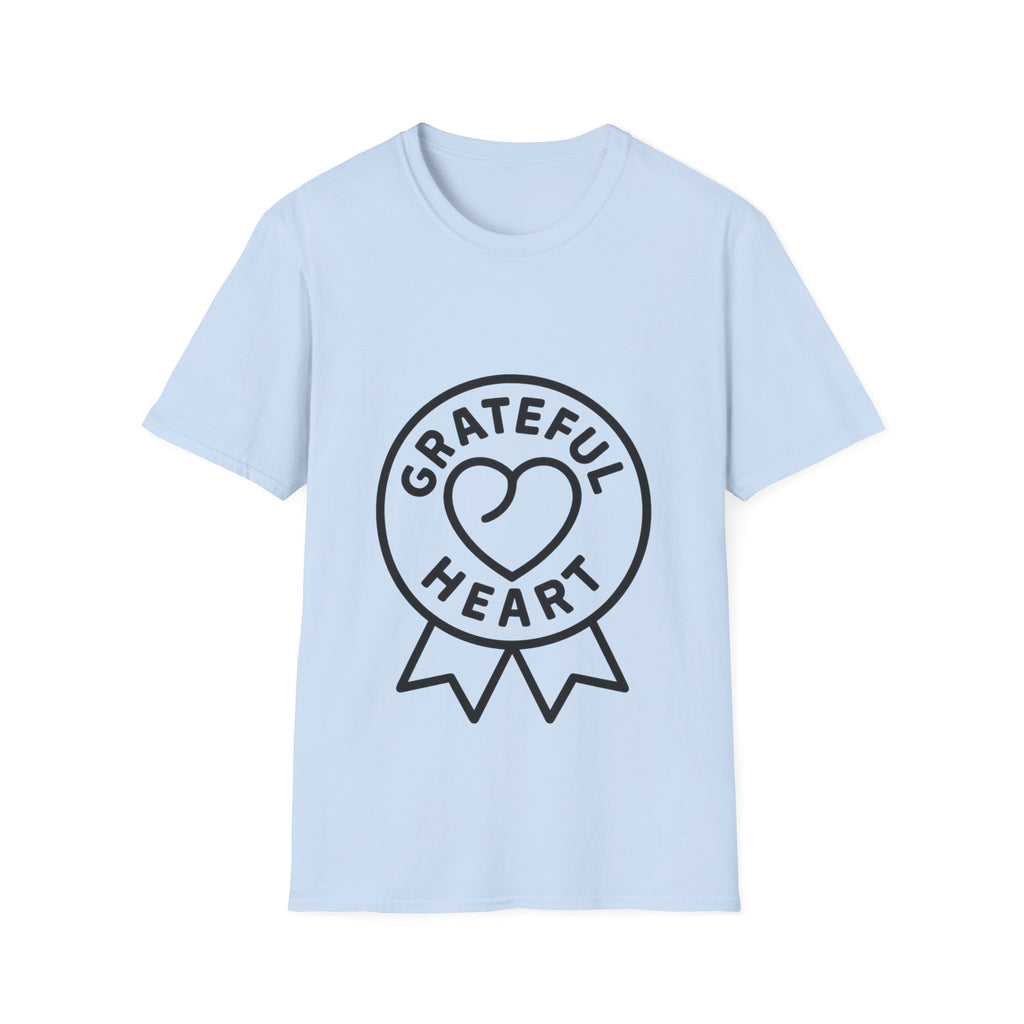Grateful Heart T-Shirt, Minimalist Line Art Gratitude Shirt, Wellness Tee, Mindfulness Gift, Positive Affirmation Clothing