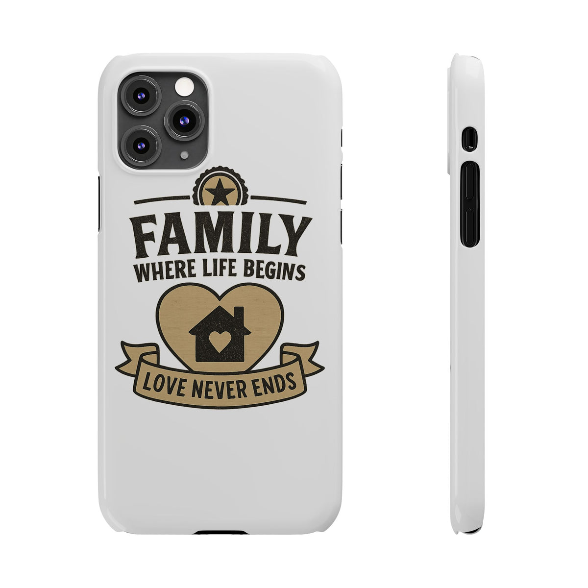 Family Where Life Begins Love Never Ends Phone Case, Rustic Farmhouse Gift for Mom Grandma, Mother's Day Gift, Heart Home Decor
