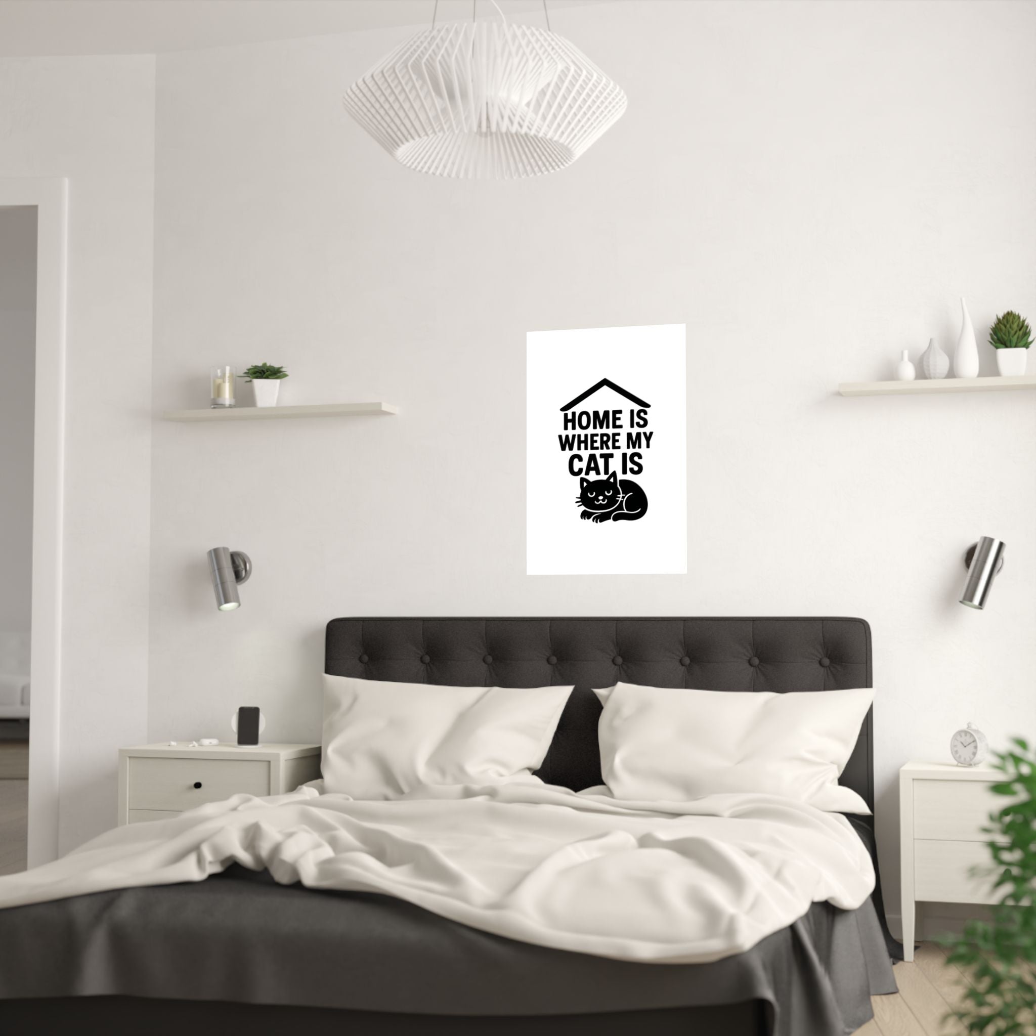 Home is Where My Cat Is Poster, Cat Lover Gift, Minimalist Cat Wall Art, Cat Owner Home Decor, Housewarming Gift for Cat Mom