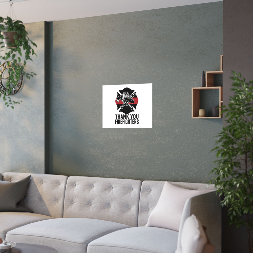 Thank You Firefighters Poster, Firefighter Appreciation Gift, Fire Station Wall Art, Fire Prevention Week Decor, Hero Tribute Print