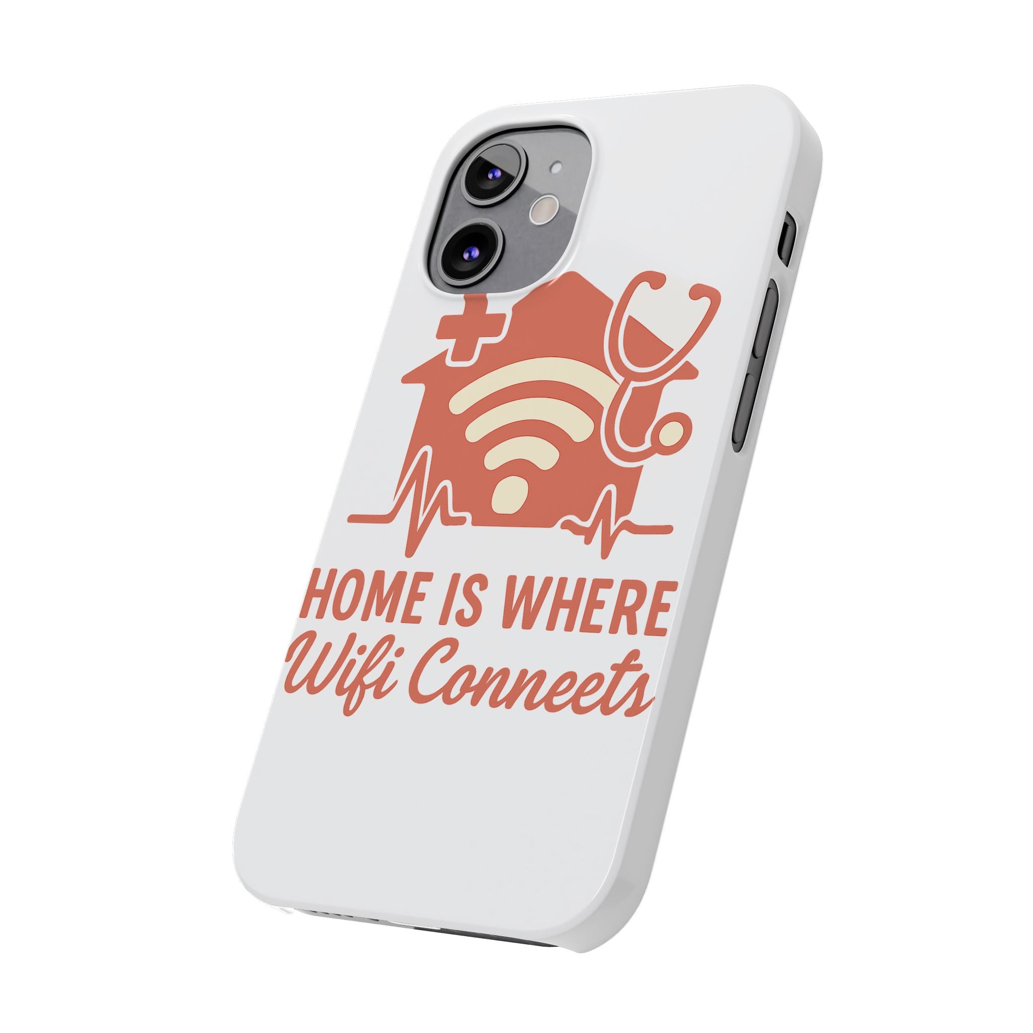 Home Is Where WiFi Connects Phone Case | Funny Tech Lover Gift | Minimalist House Phone Cover | Millennial Gen Z Humor Case